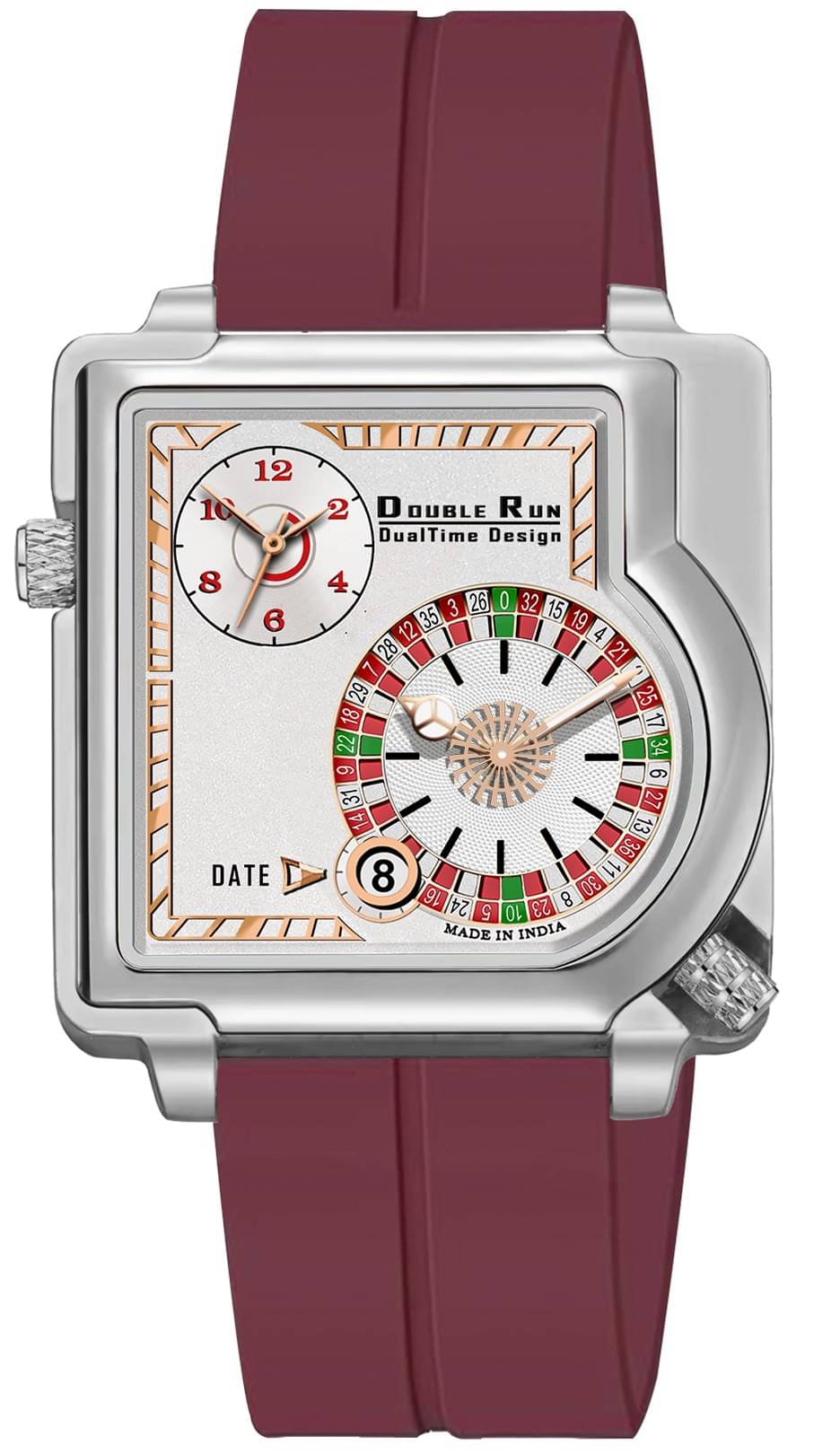     			DoubleRun Maroon Silicon Chronograph Men's Watch
