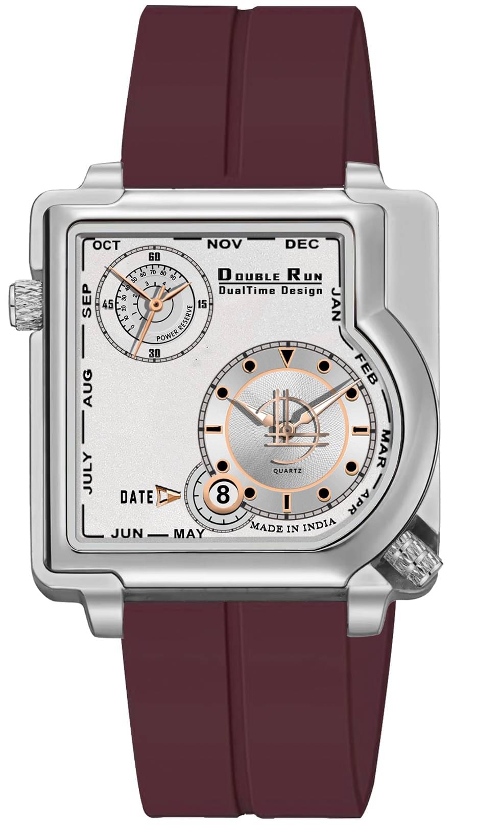    			DoubleRun Maroon Silicon Chronograph Men's Watch