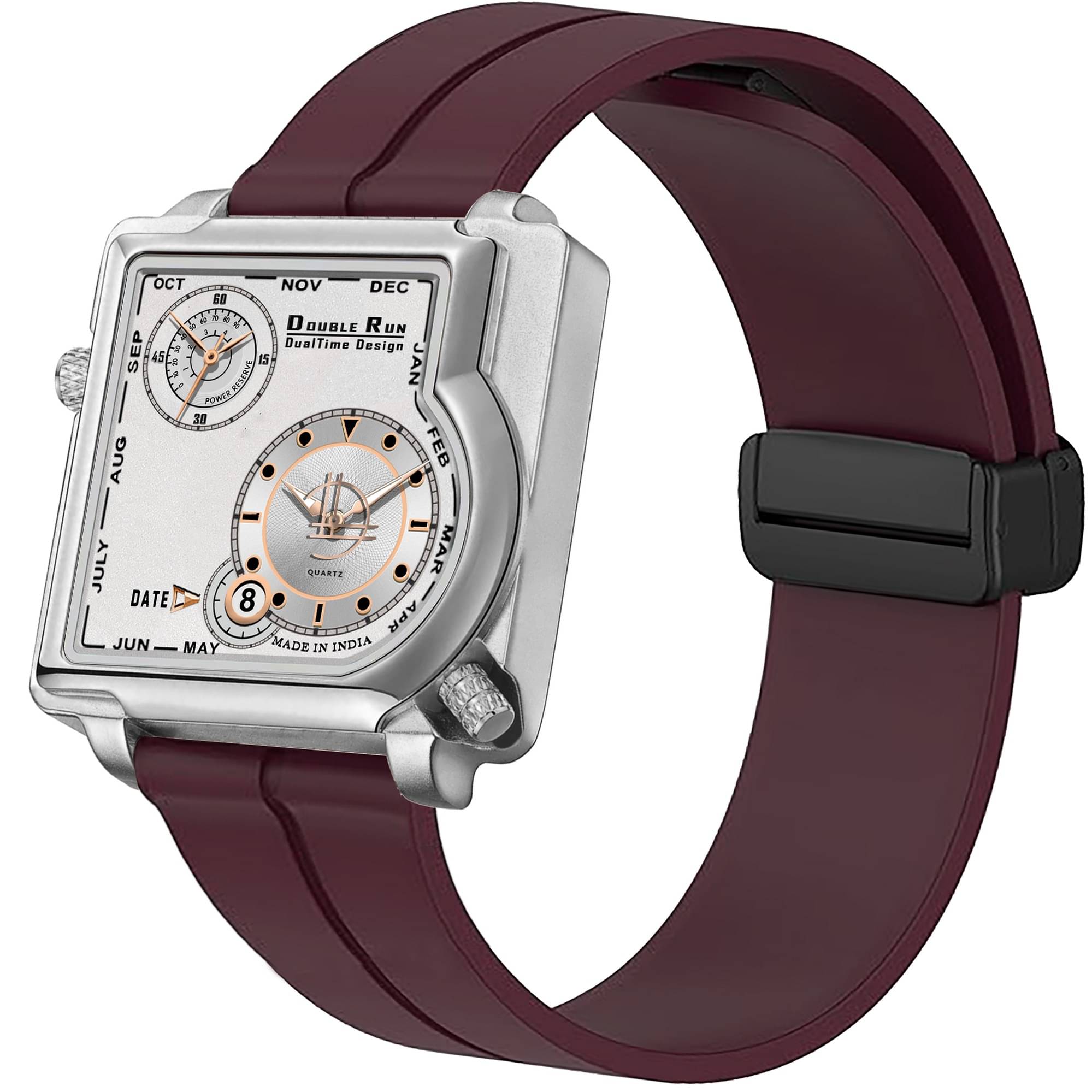     			DoubleRun Maroon Silicon Chronograph Men's Watch