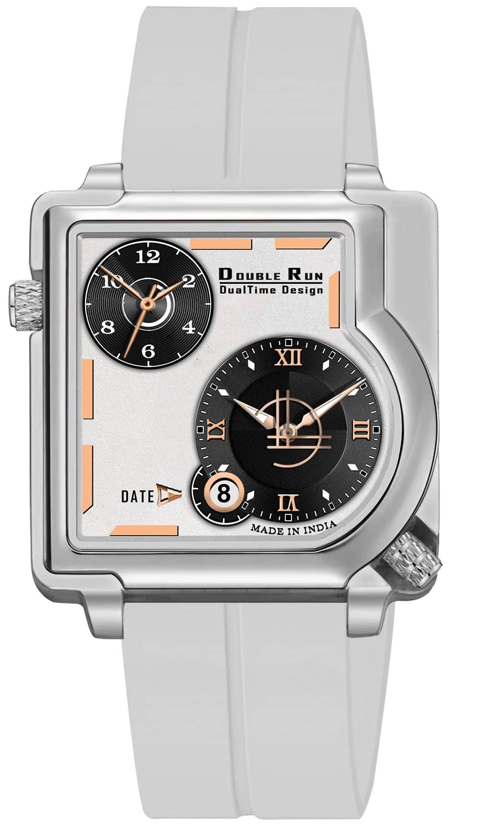     			DoubleRun Off White Silicon Chronograph Men's Watch