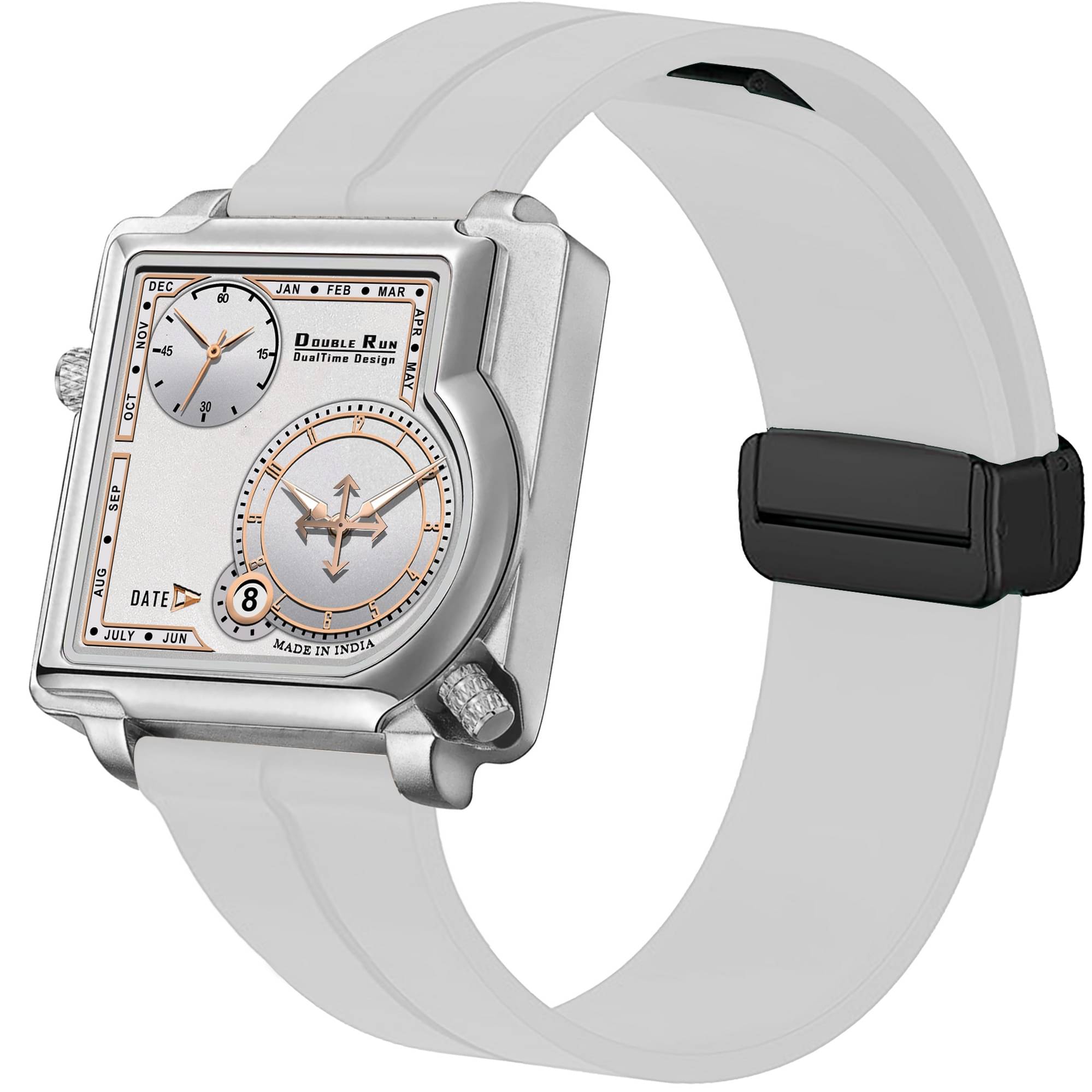     			DoubleRun White Silicon Chronograph Men's Watch