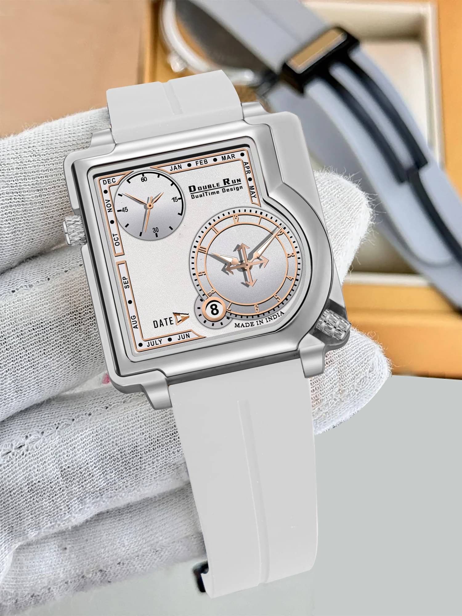     			DoubleRun White Silicon Chronograph Men's Watch