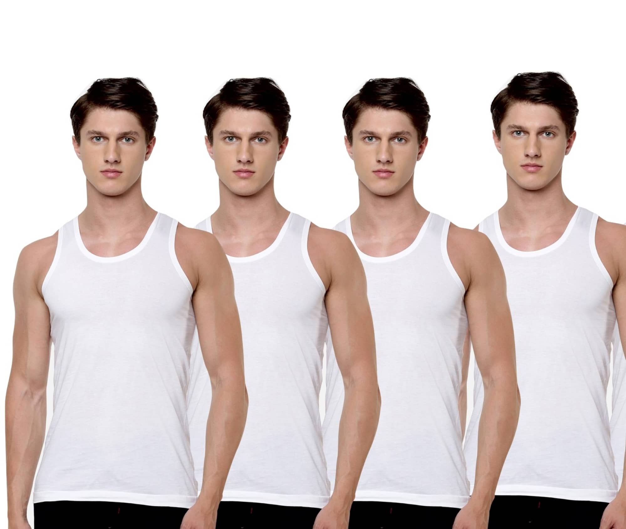 Drako Pack of 4 Cotton Basic Vest For Men ( White ) - Nightwear & Loungewear | Buy online on ZillyBuy