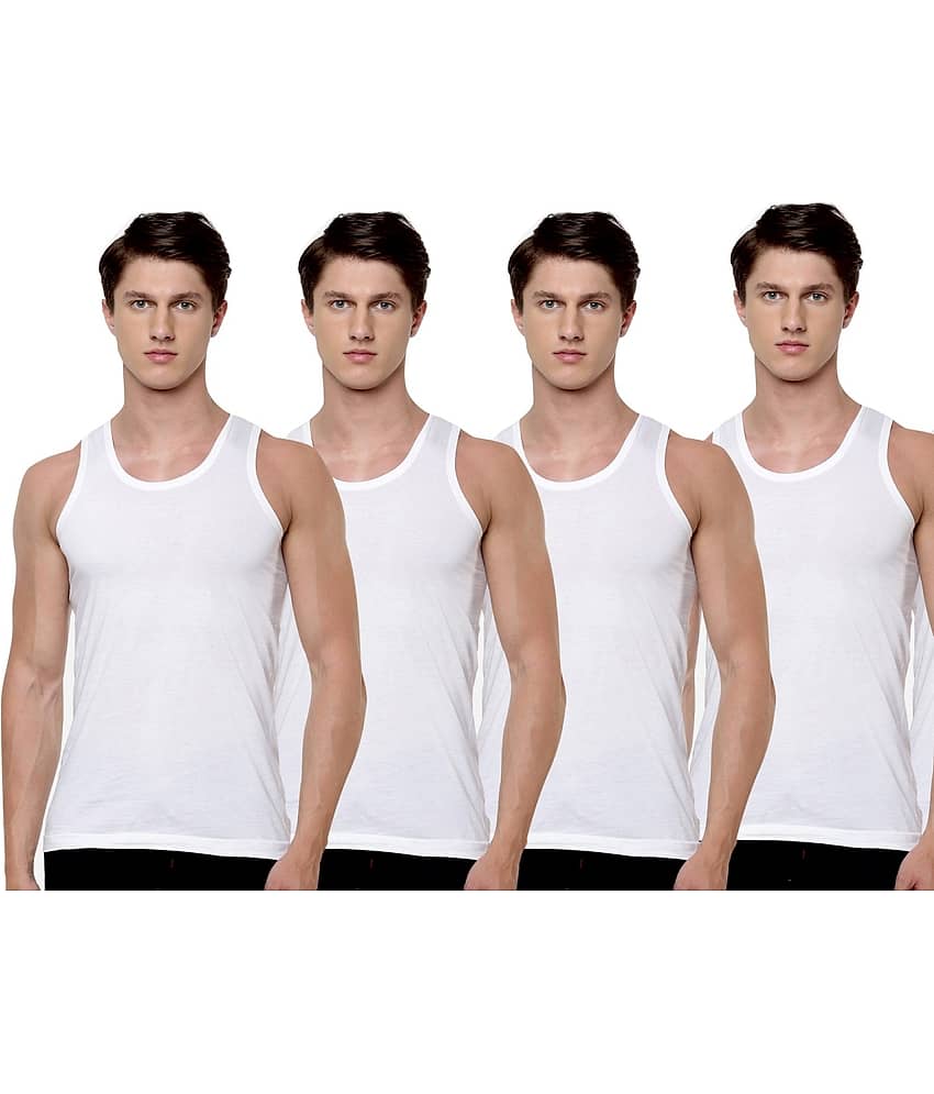 Drako Pack of 4 Cotton Basic Vest For Men ( White ) - Nightwear & Loungewear | Buy online on ZillyBuy