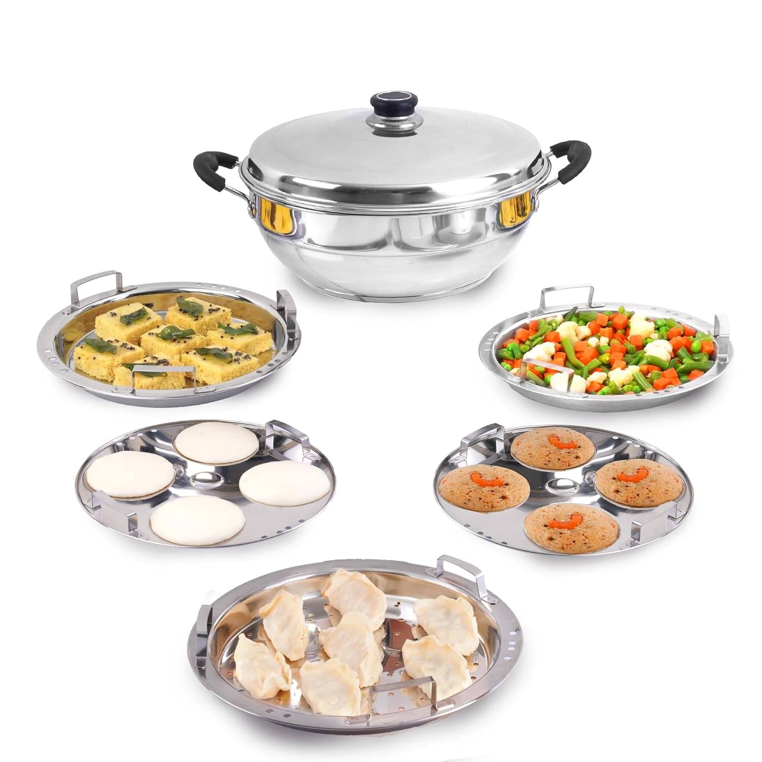     			Dynore Idli Maker/Steamer Non Stick Stainless Steel Multi Kadhai