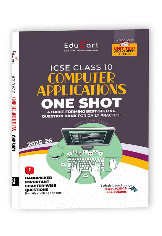     			Educart ICSE Class 10 One-shot Question Bank 2026 Computer Applications (strictly for 2025-26 boards)