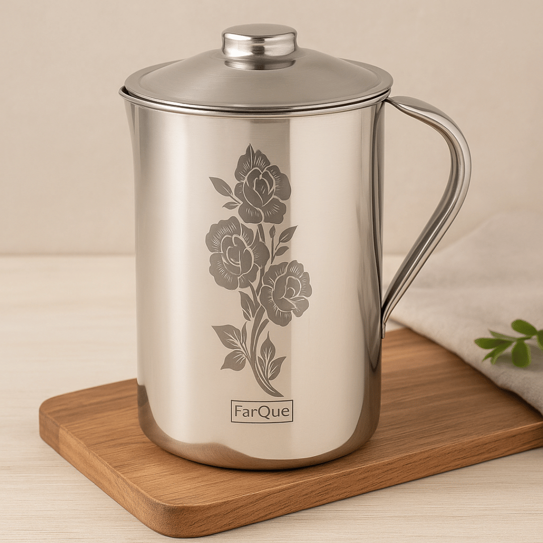     			FarQue Best for Daily use Stainless Steel Laser Printed Jugs 2000 mL Silver