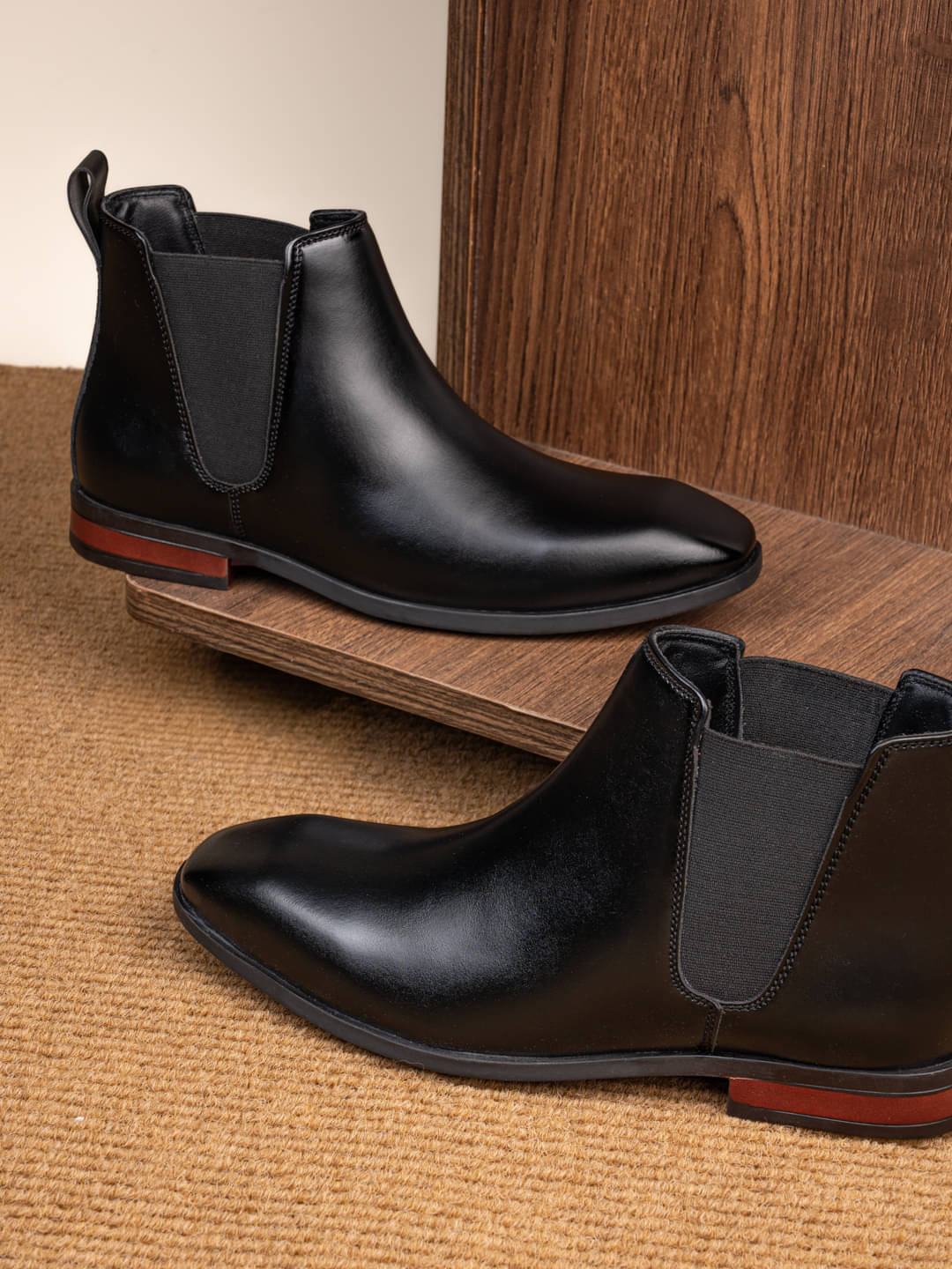     			Fentacia Black Men's Chelsea Boots