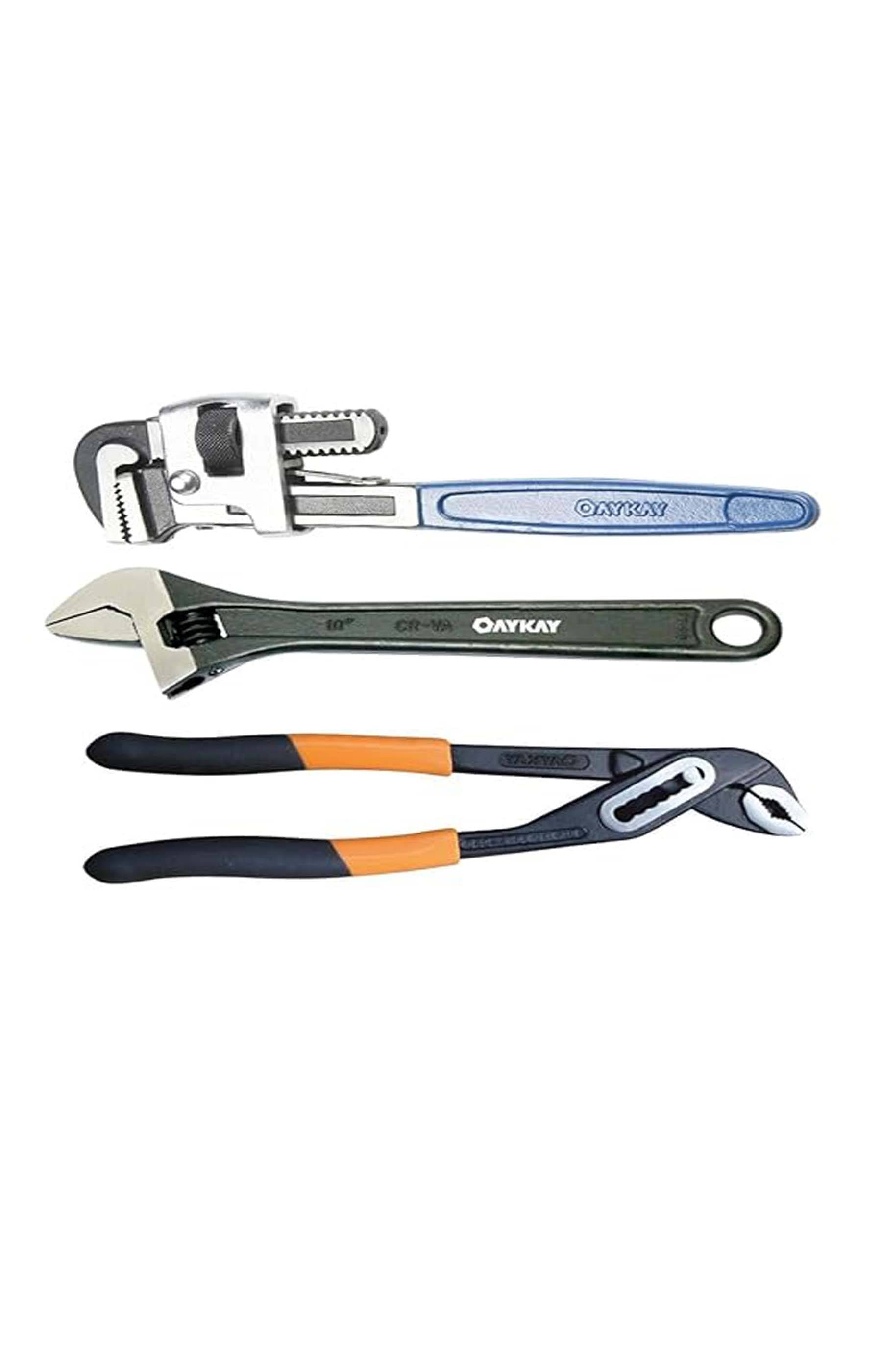     			Heavy Duty Adjustable Wrench Set | Pipe Wrench, Water Pump Plier & Spanner | Multipurpose Hand Tool Kit for Plumbing, Home & DIY Repairs