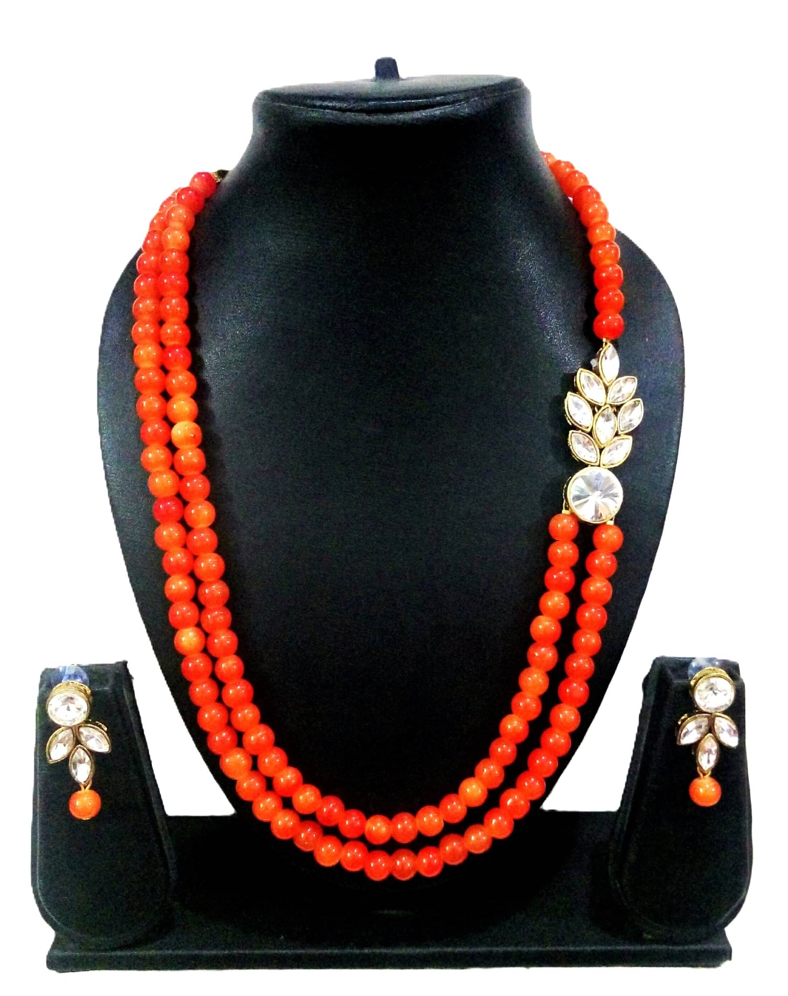     			JN HANDICEAFT Orange Alloy Necklace Set ( Pack of 1 )