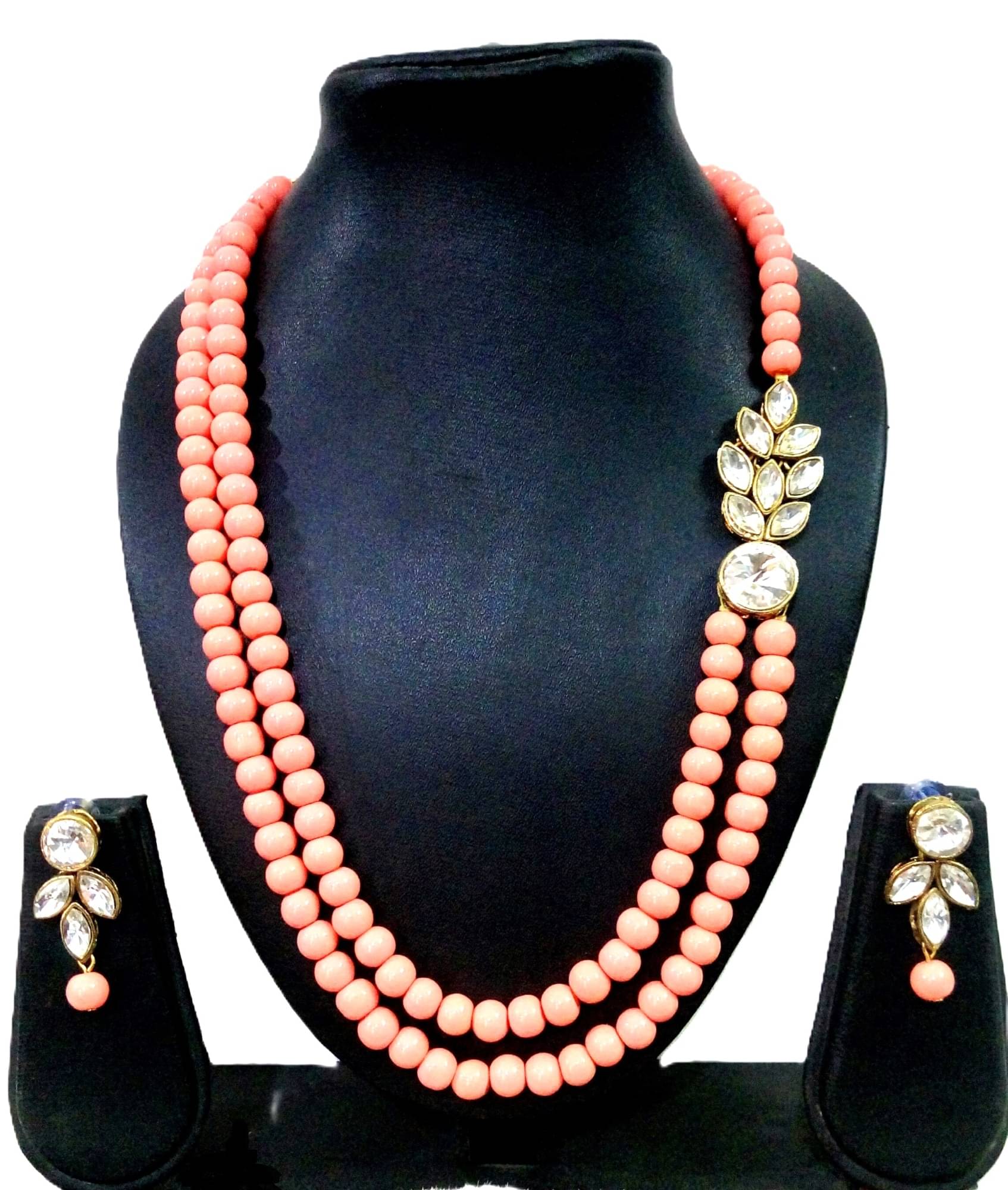     			JN HANDICEAFT Peach Alloy Necklace Set ( Pack of 1 )