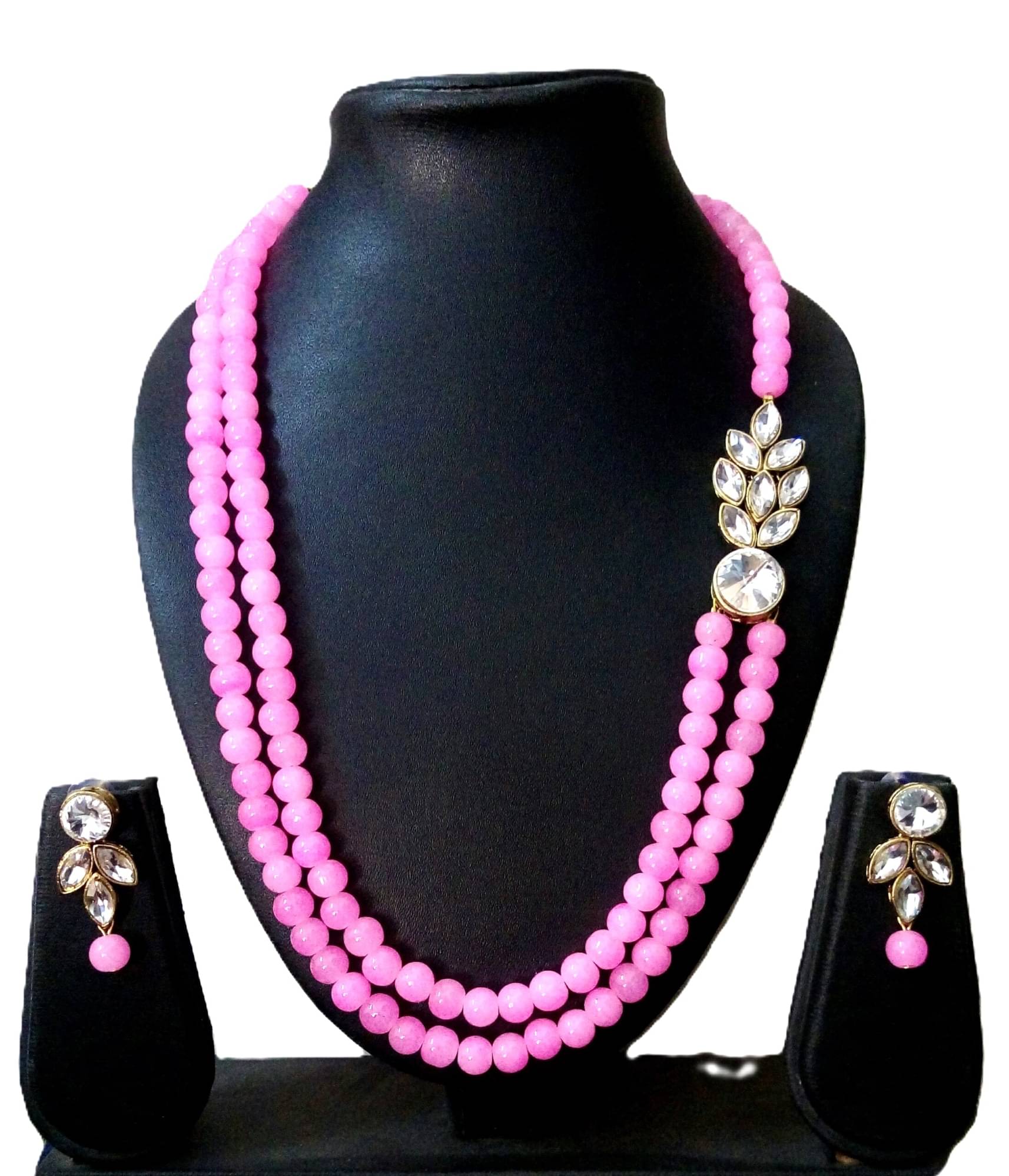     			JN HANDICEAFT Pink Alloy Necklace Set ( Pack of 1 )