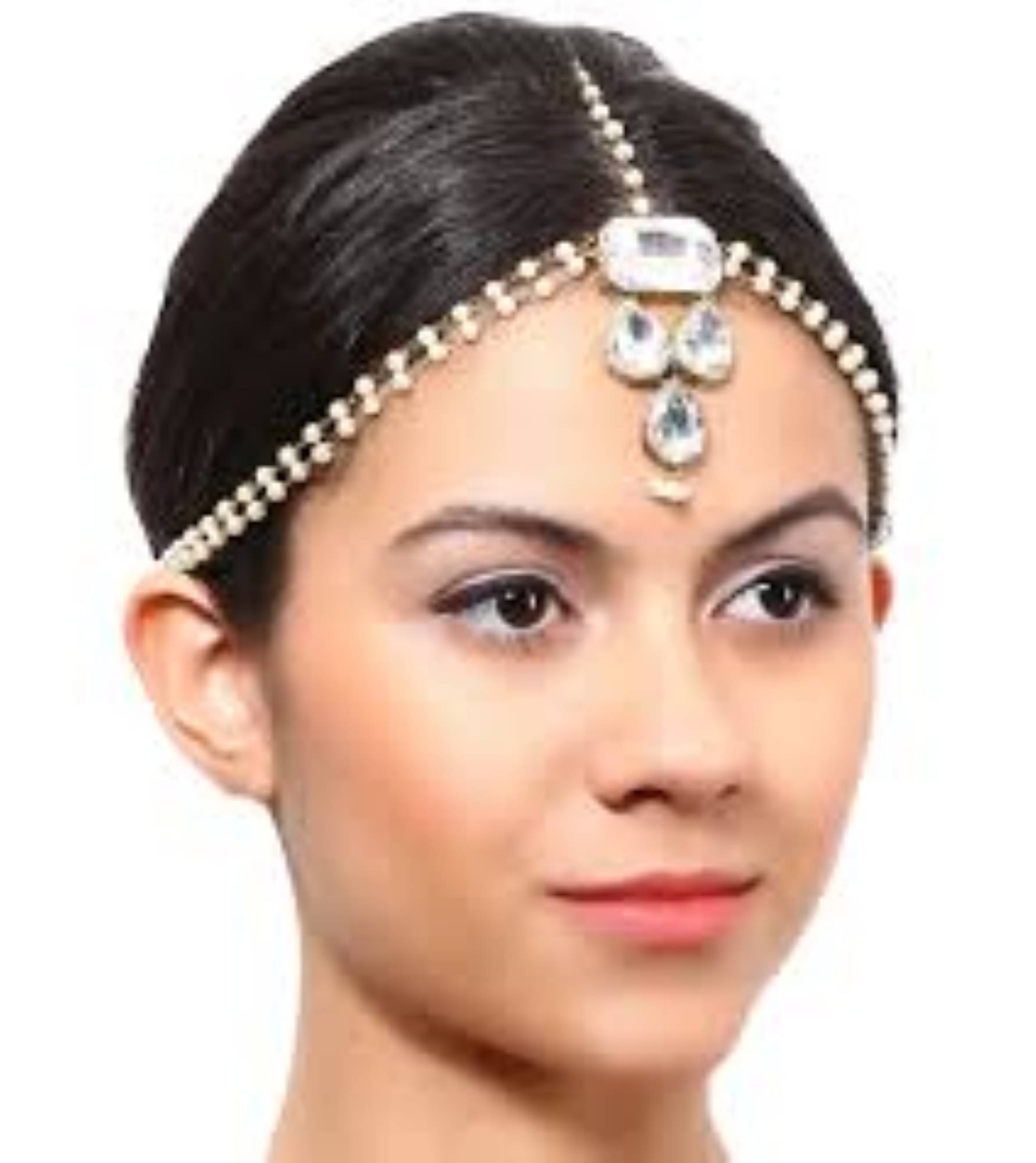     			JN HANDICEAFT White Maang Tikka ( Pack of 1 )