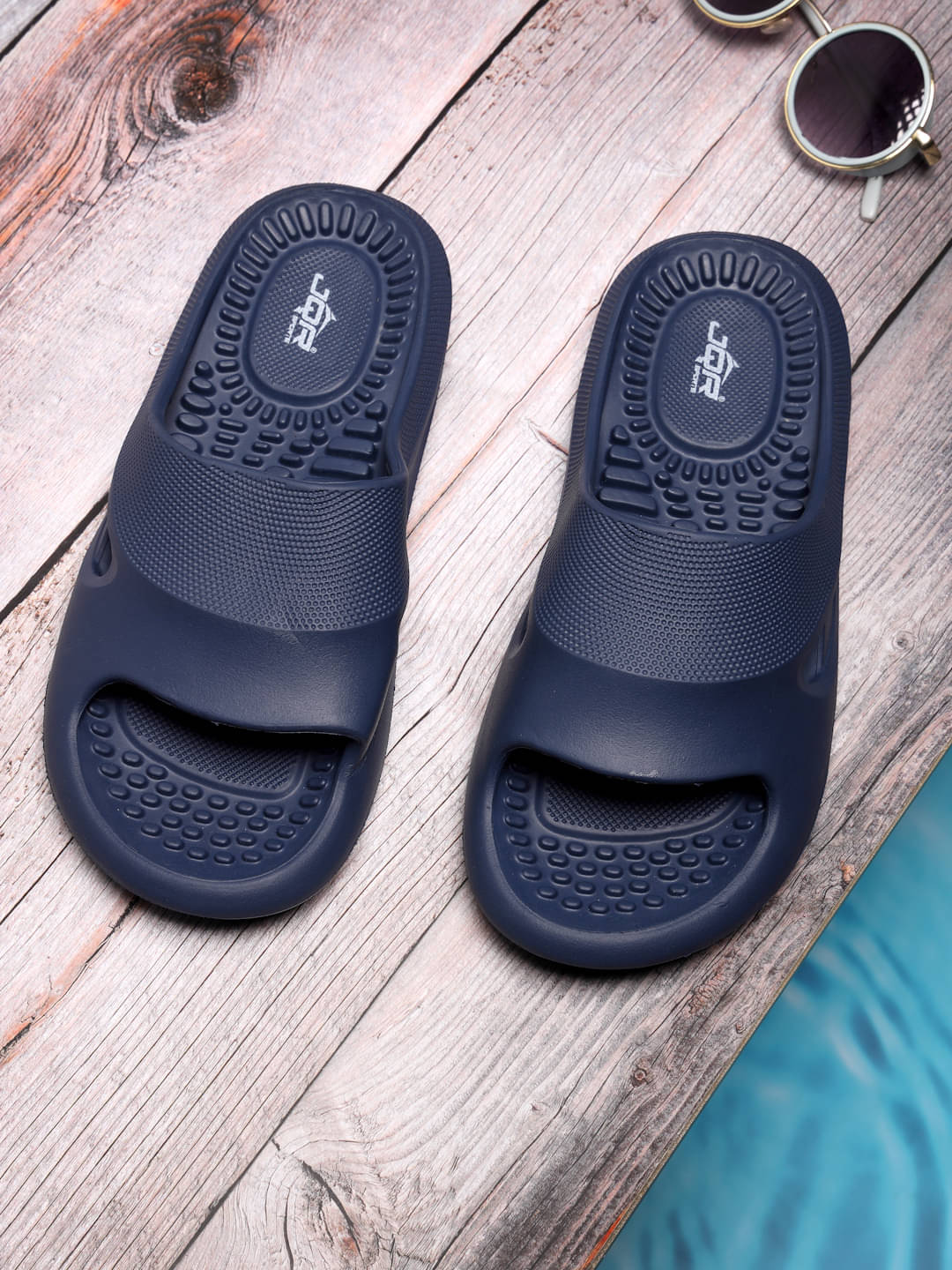    			JQR Navy Men's Slide Flip Flop