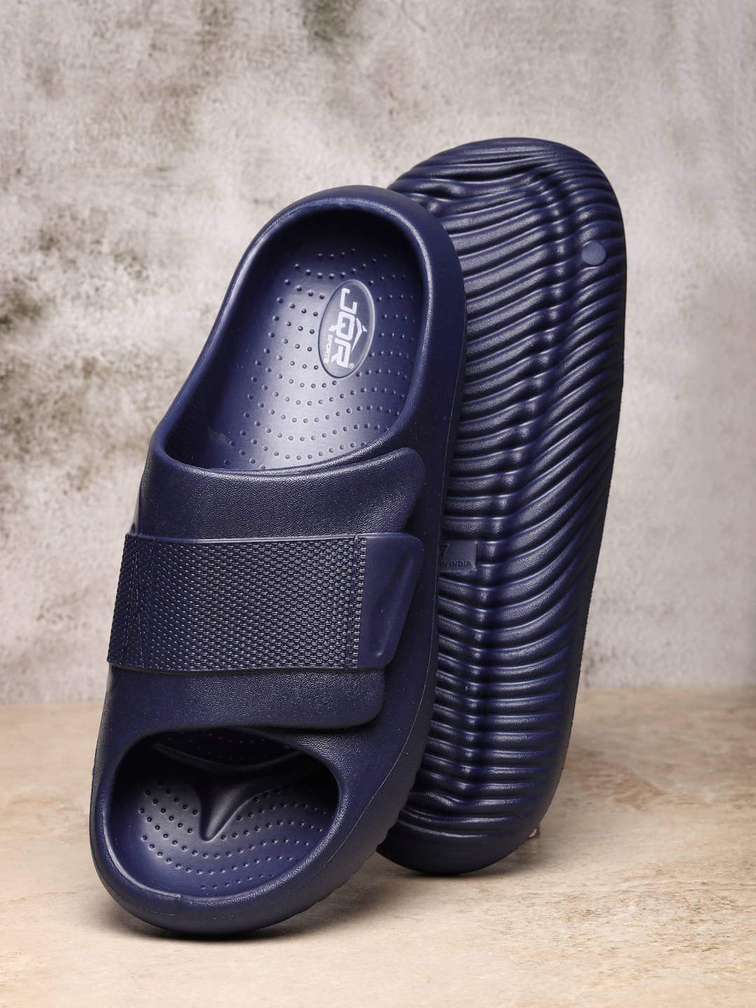     			JQR Navy Men's Slide Flip Flop