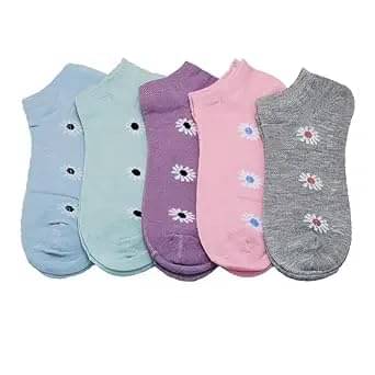 KR Enterprises Pack of 5 Women's Cotton Blend Ankle Length Socks ( Multicolor ) KR Enterprises Pack of 5 Women's Cotton Blend Ankle Length Socks ( Multicolor )