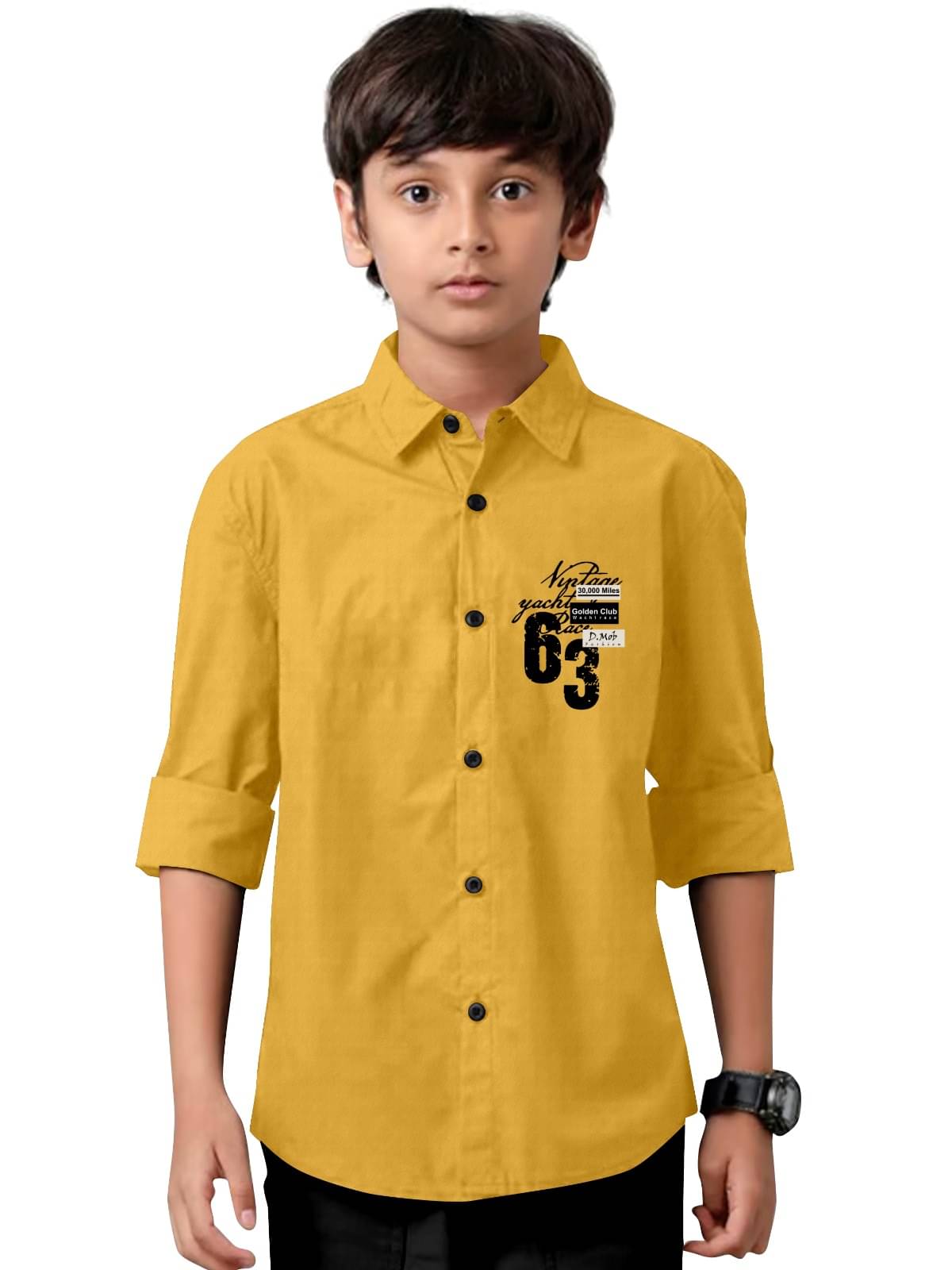 Khushi Fashion Pack of 1 Boys Cotton Blend Full Sleeves Shirt ( Golden Yellow ) Khushi Fashion Pack of 1 Boys Cotton Blend Full Sleeves Shirt ( Golden Yellow )