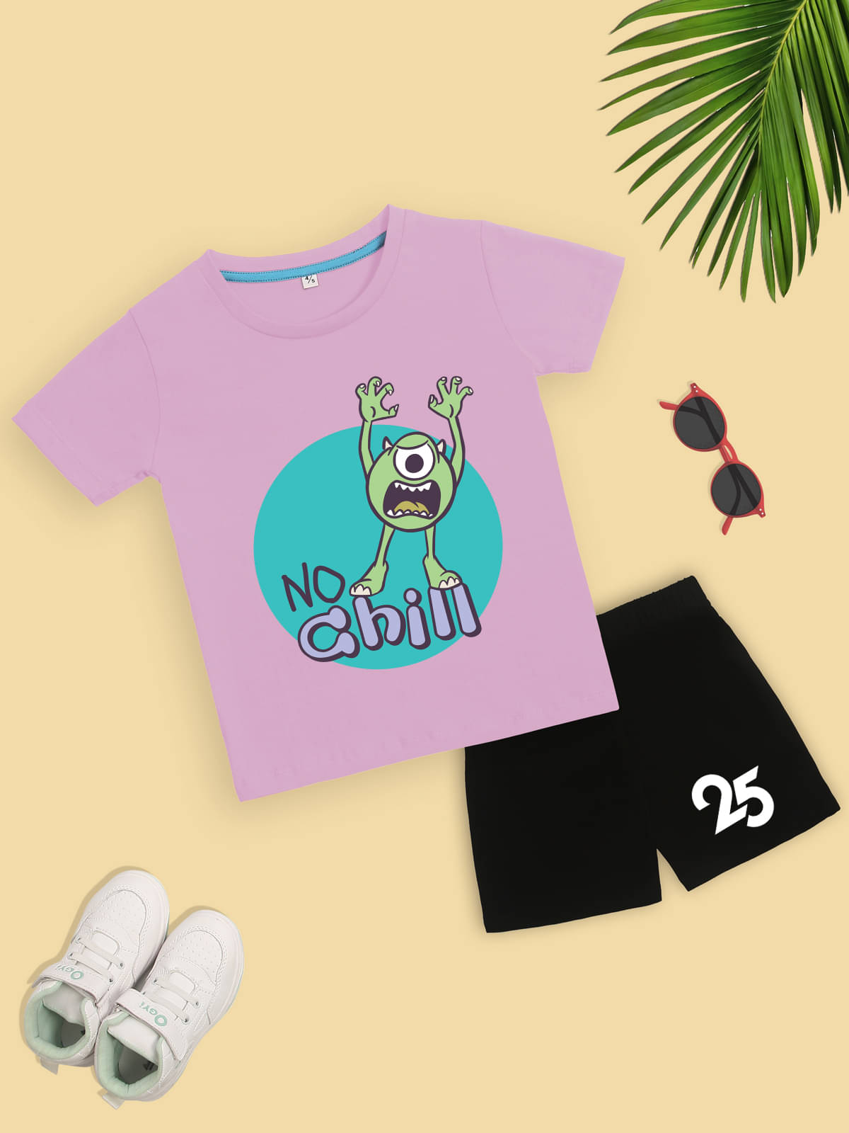     			Kidscraft Pack of 1 Unisex Cotton T-Shirt & Shorts Set ( Purple )