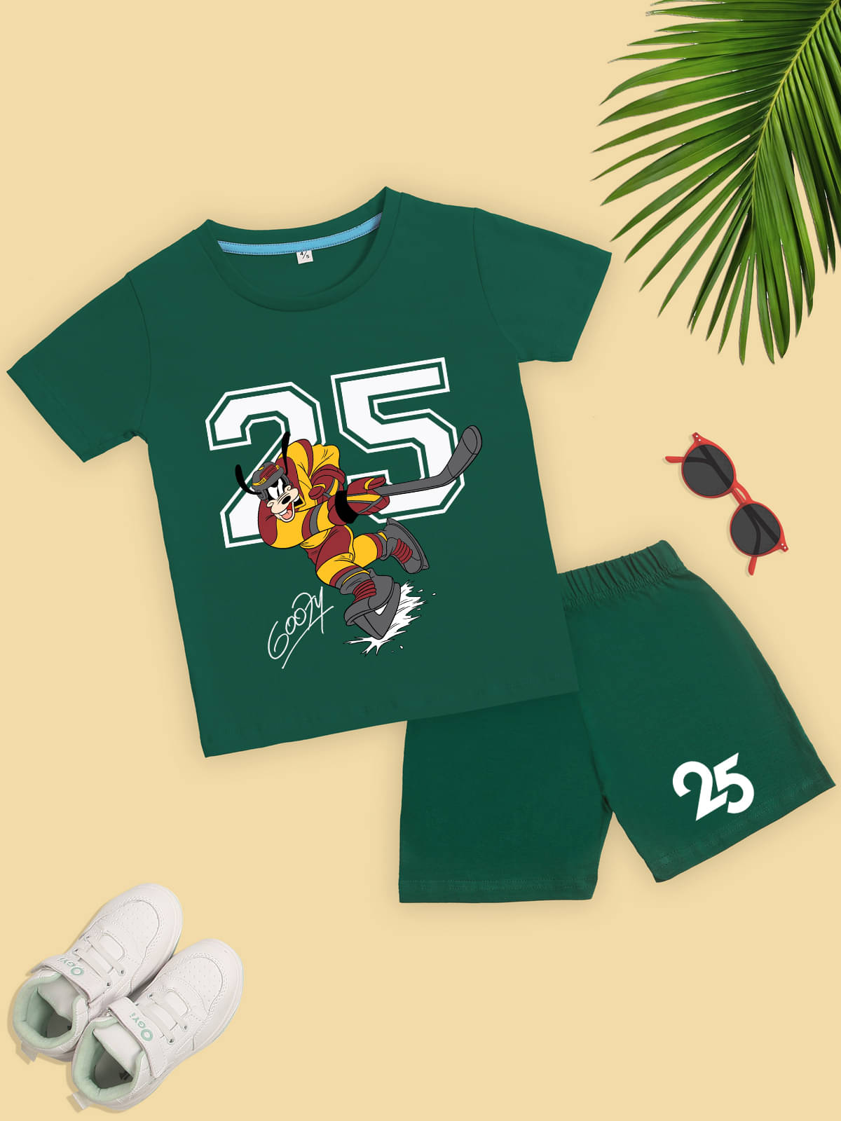     			Kidscraft Pack of 1 Unisex Cotton T-Shirt & Shorts Set ( Green )
