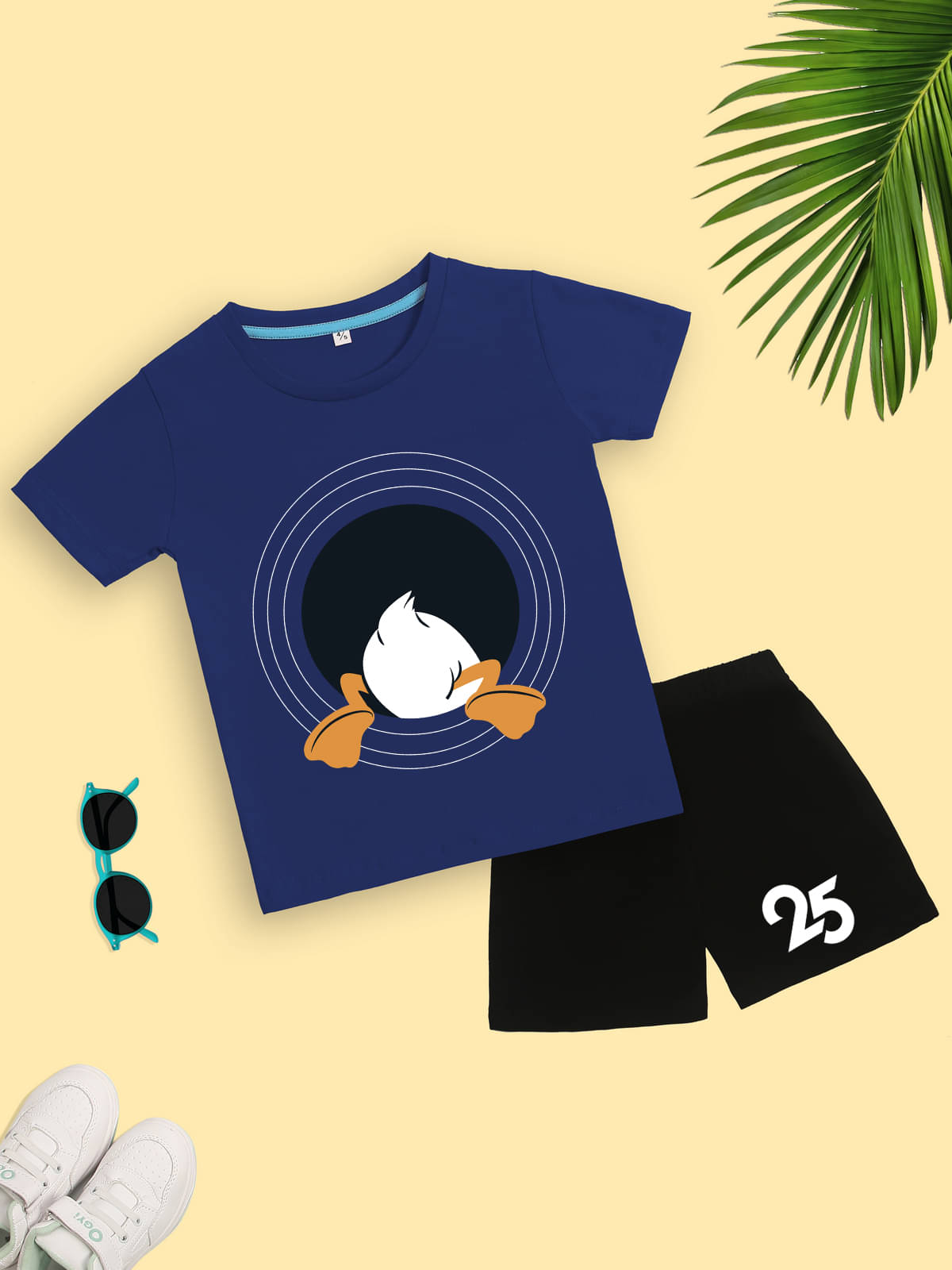     			Kidscraft Pack of 1 Unisex Cotton T-Shirt & Shorts Set ( Blue )