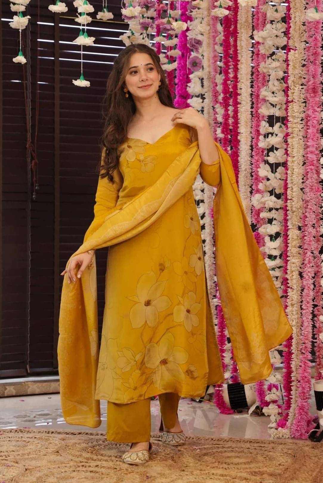 Krisio Women Silk Blend Embroidered Straight Kurti With Pants ( Mustard ) Krisio Women Silk Blend Embroidered Straight Kurti With Pants ( Mustard )