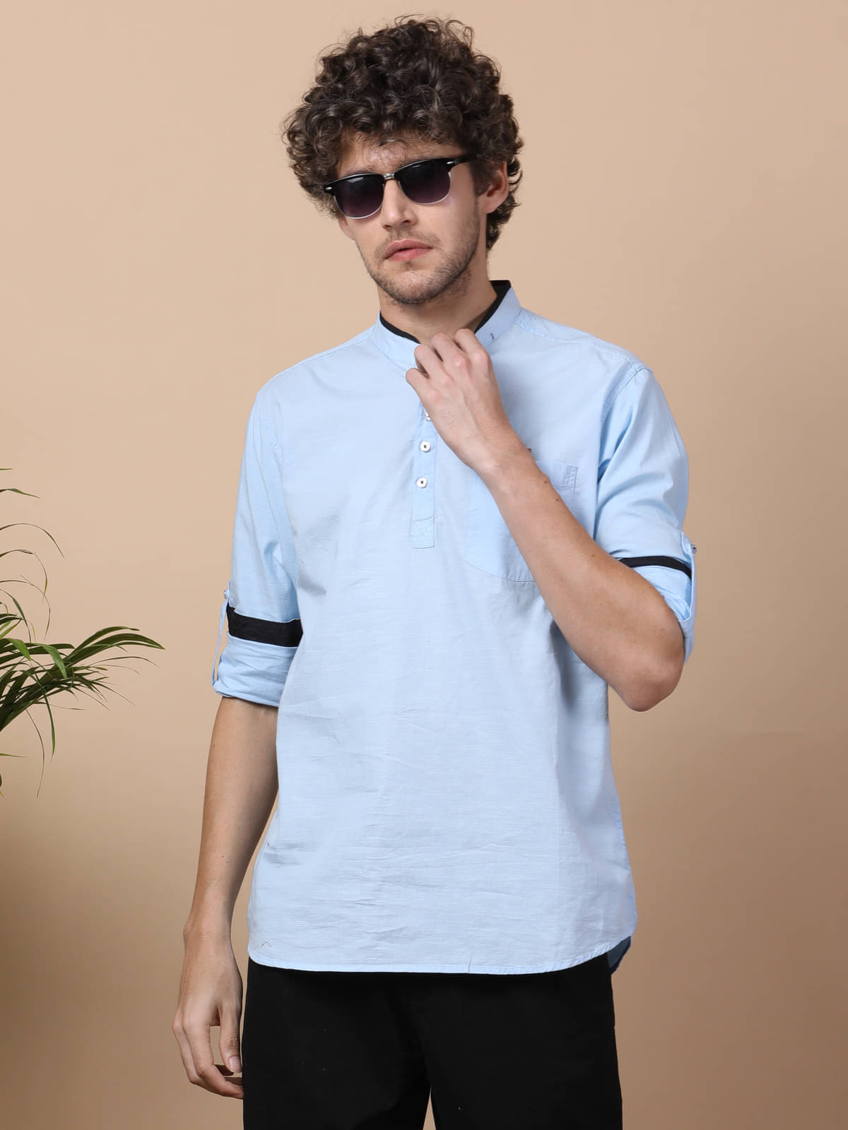Kuons Avenue Sky Blue Linen Men's Regular Kurta ( Pack of 1 ) Kuons Avenue Sky Blue Linen Men's Regular Kurta ( Pack of 1 )