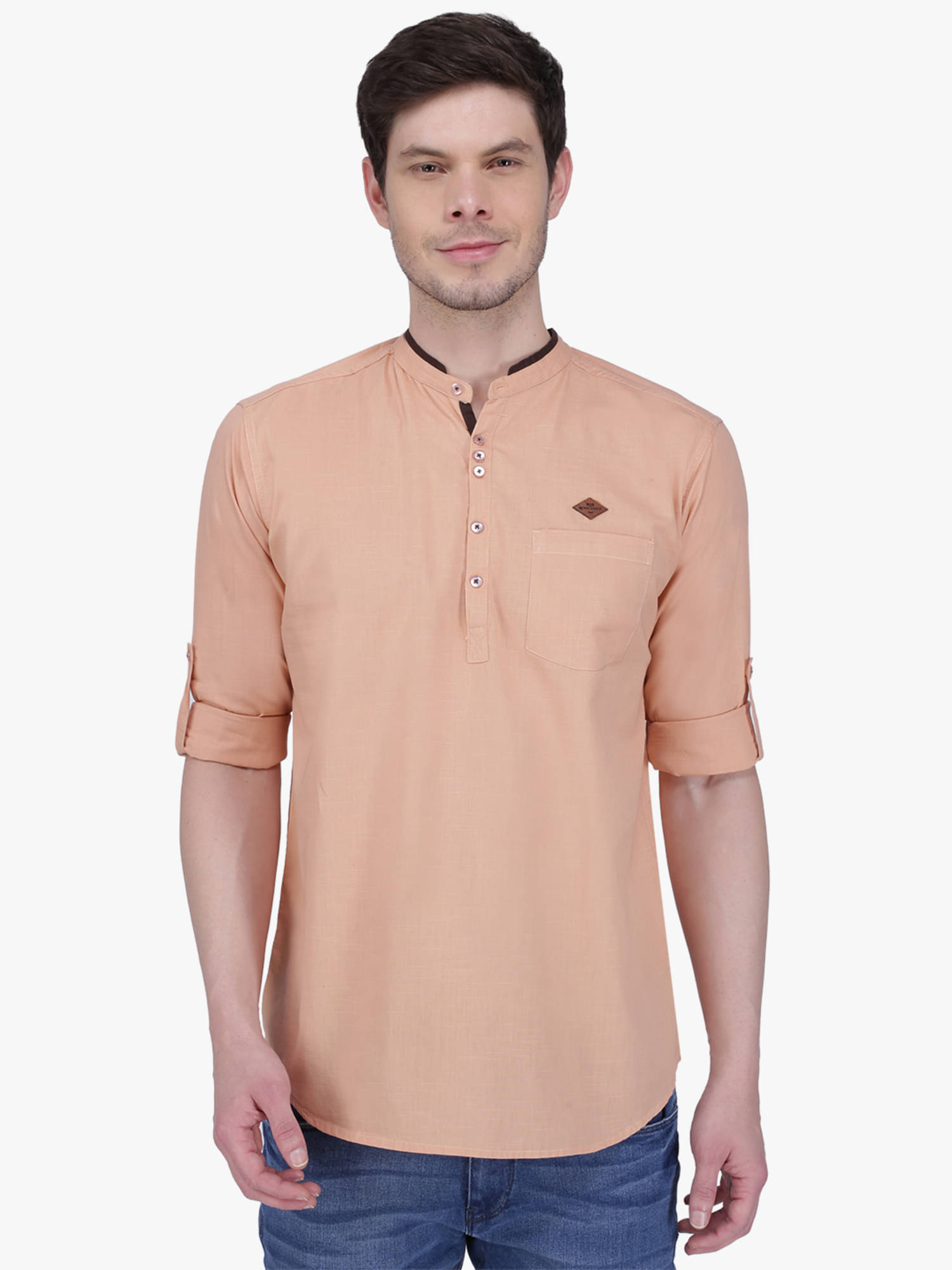 Kuons Avenue Tan Linen Men's Regular Kurta ( Pack of 1 ) Kuons Avenue Tan Linen Men's Regular Kurta ( Pack of 1 )