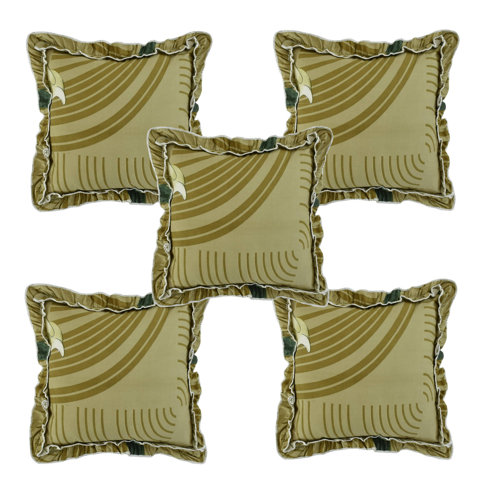Luxmi Cotton Fabrics Set of 5 Cotton Blend Floral Square Cushion Cover (40X40)cm - Lime Green Luxmi Cotton Fabrics Set of 5 Cotton Blend Floral Square Cushion Cover (40X40)cm - Lime Green