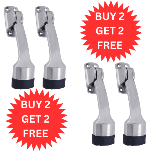 MALAIKAH  Buy 2 Get 2 Free Elegant Royal CP (Chrome Plated) Door Stopper Heavy Duty Stainless Steel Design     			MALAIKAH  Buy 2 Get 2 Free Elegant Royal CP (Chrome Plated) Door Stopper Heavy Duty Stainless Steel Design