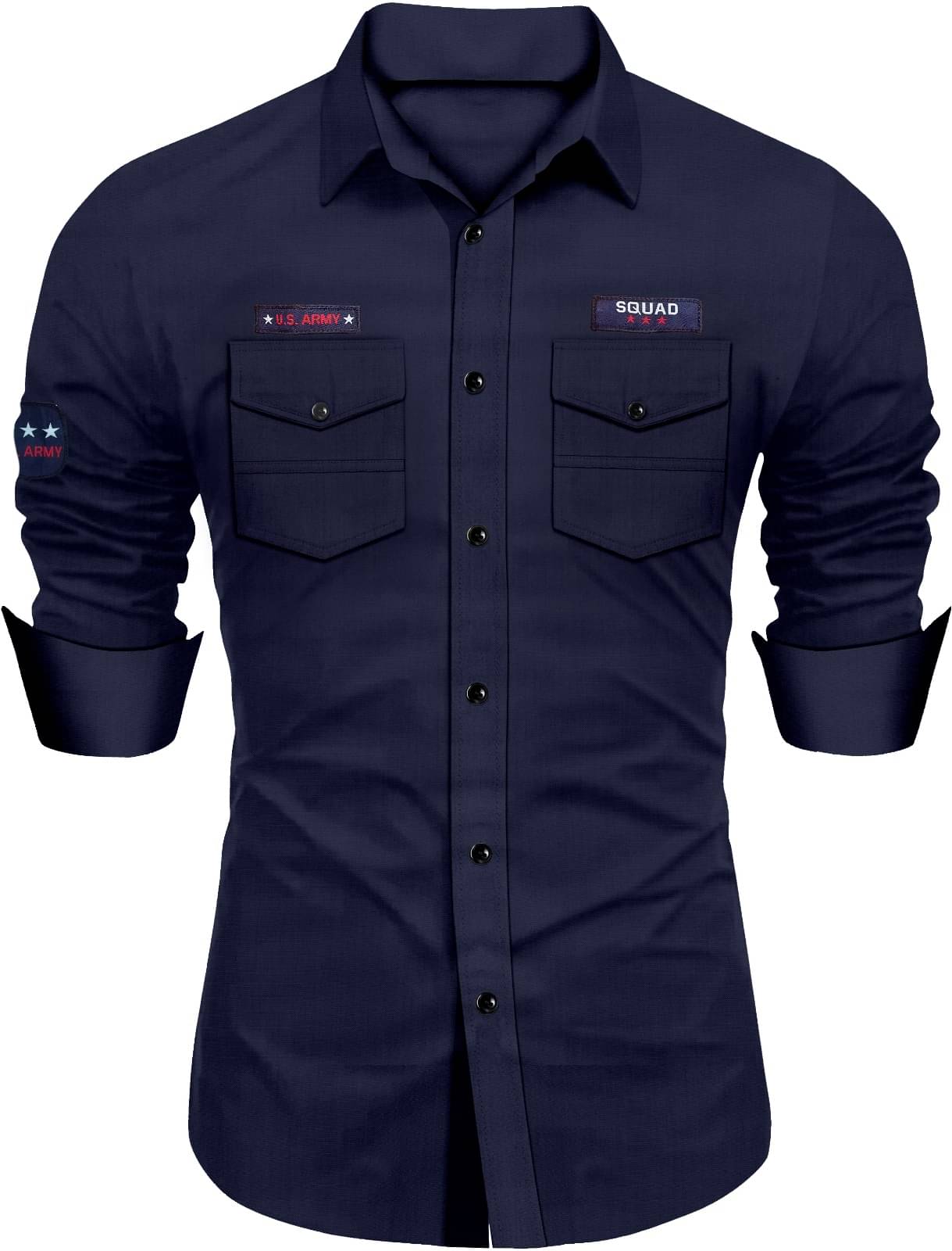     			NEXCODE 100% Cotton Regular Fit Self Design Full Sleeves Men's Casual Shirt - Navy Blue ( Pack of 1 )