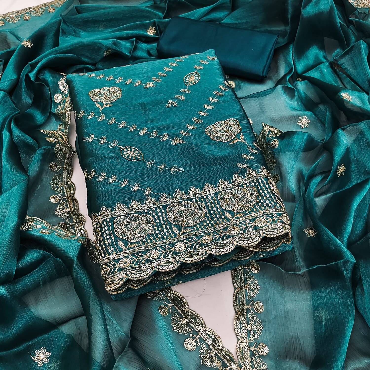     			PANZORA Women Banarasi Unstitched Dress Material ( Blue )