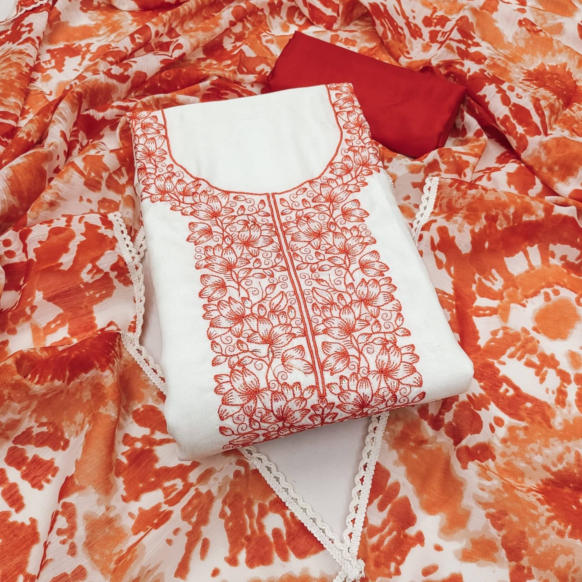     			PANZORA Women Cotton Unstitched Dress Material ( Orange )