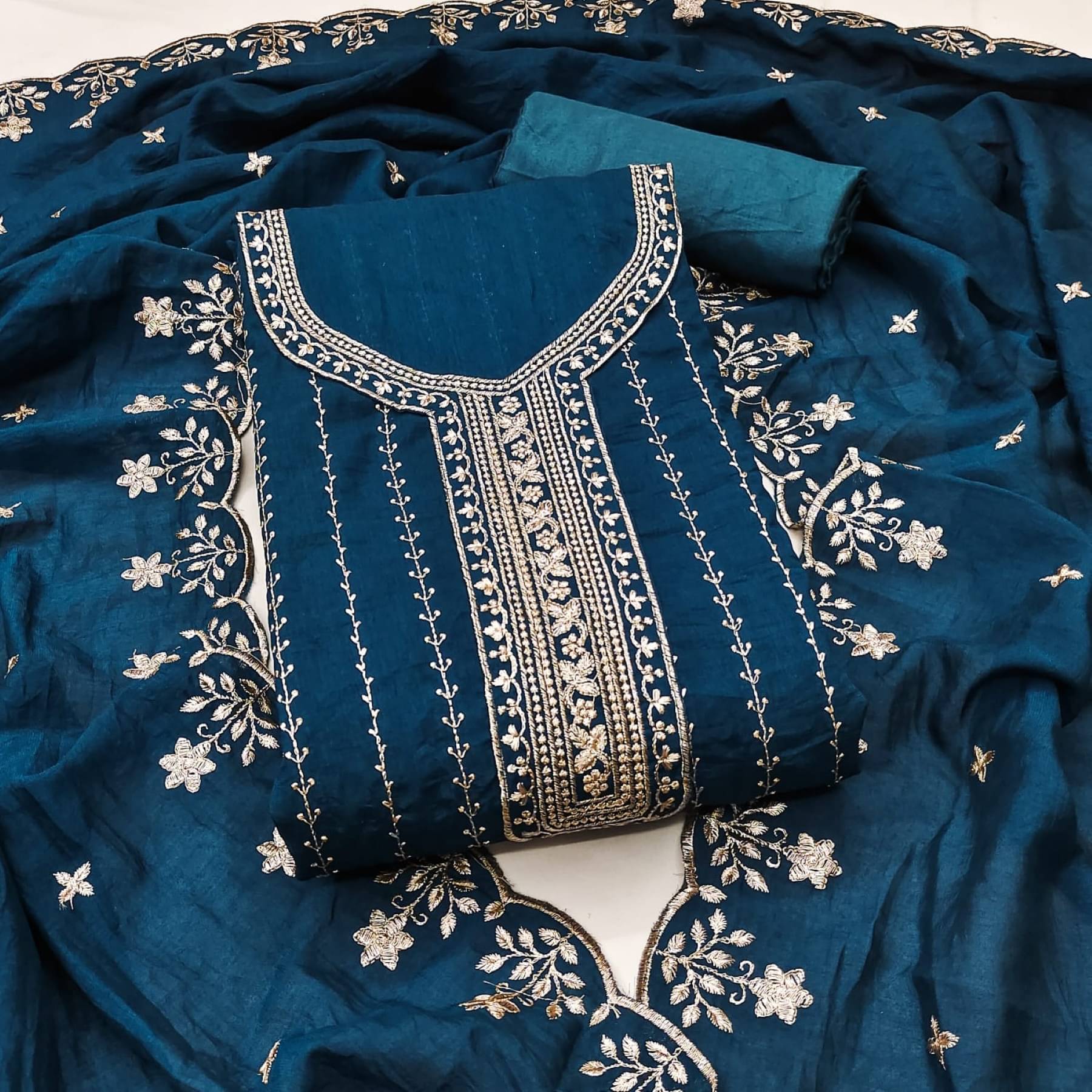 PANZORA Women Silk Unstitched Dress Material ( Blue ) PANZORA Women Silk Unstitched Dress Material ( Blue )