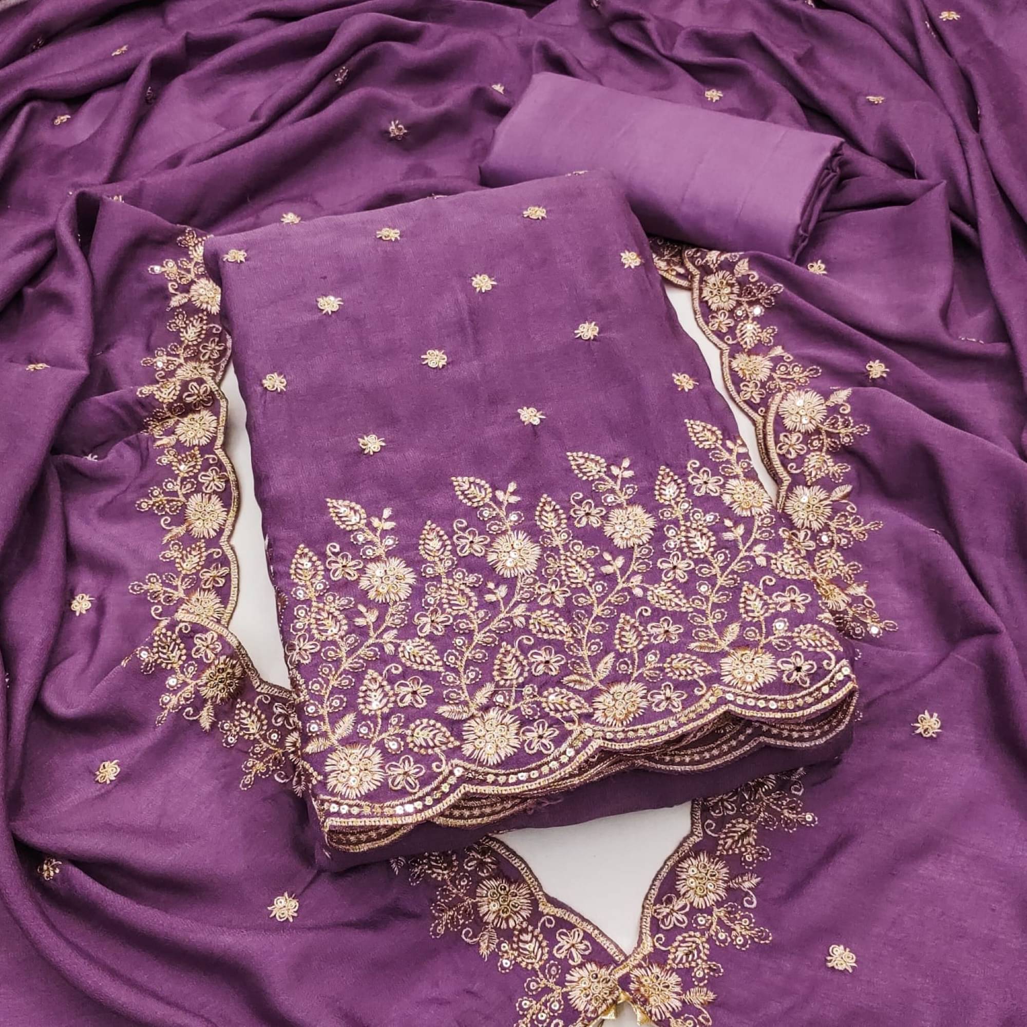 PANZORA Women Silk Unstitched Dress Material ( Lavender ) PANZORA Women Silk Unstitched Dress Material ( Lavender )