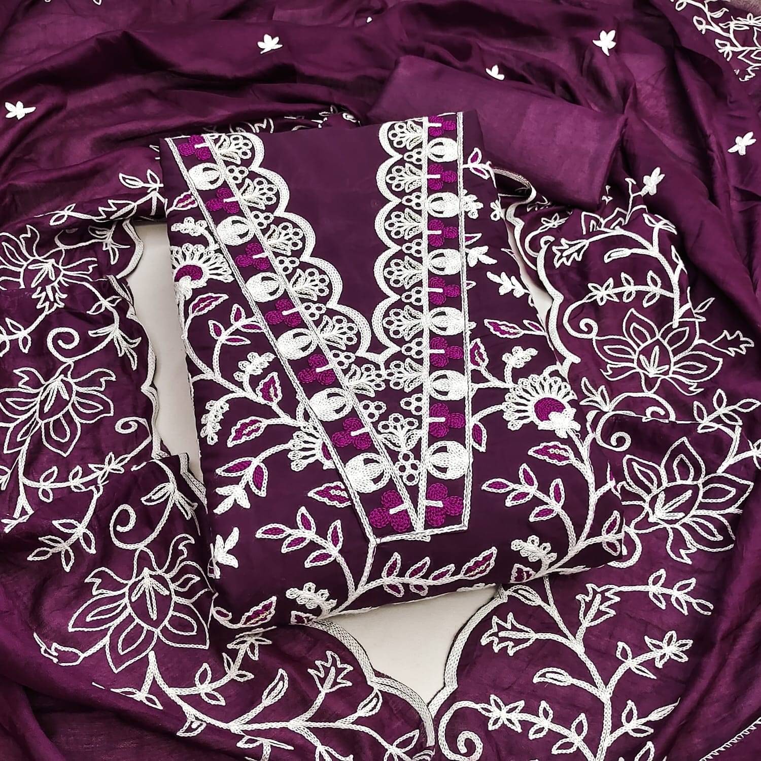 Panbai sarees Women Chanderi Unstitched Dress Material ( Purple ) Panbai sarees Women Chanderi Unstitched Dress Material ( Purple )
