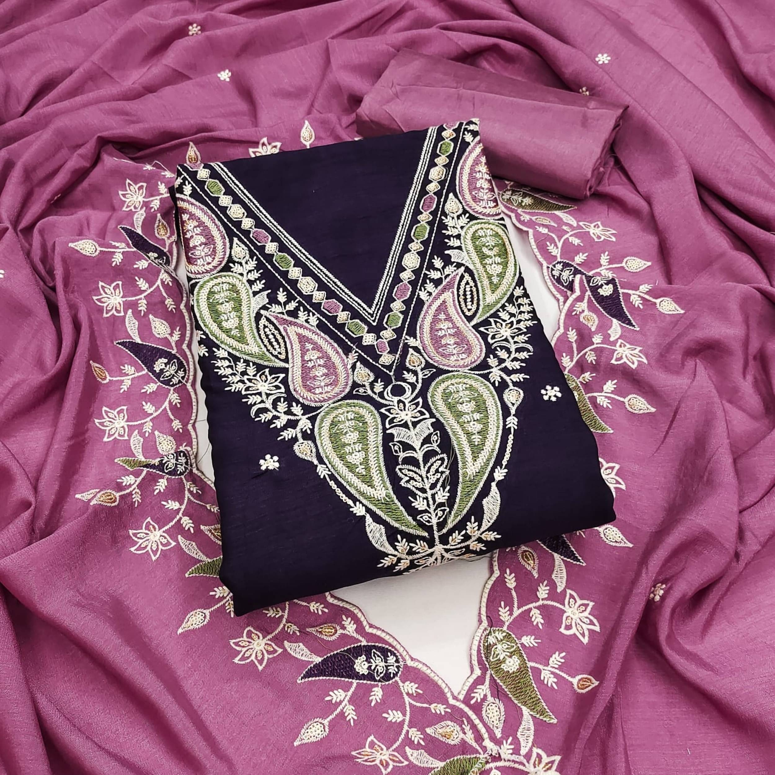     			Panbai sarees Women Cotton Unstitched Dress Material ( Purple )