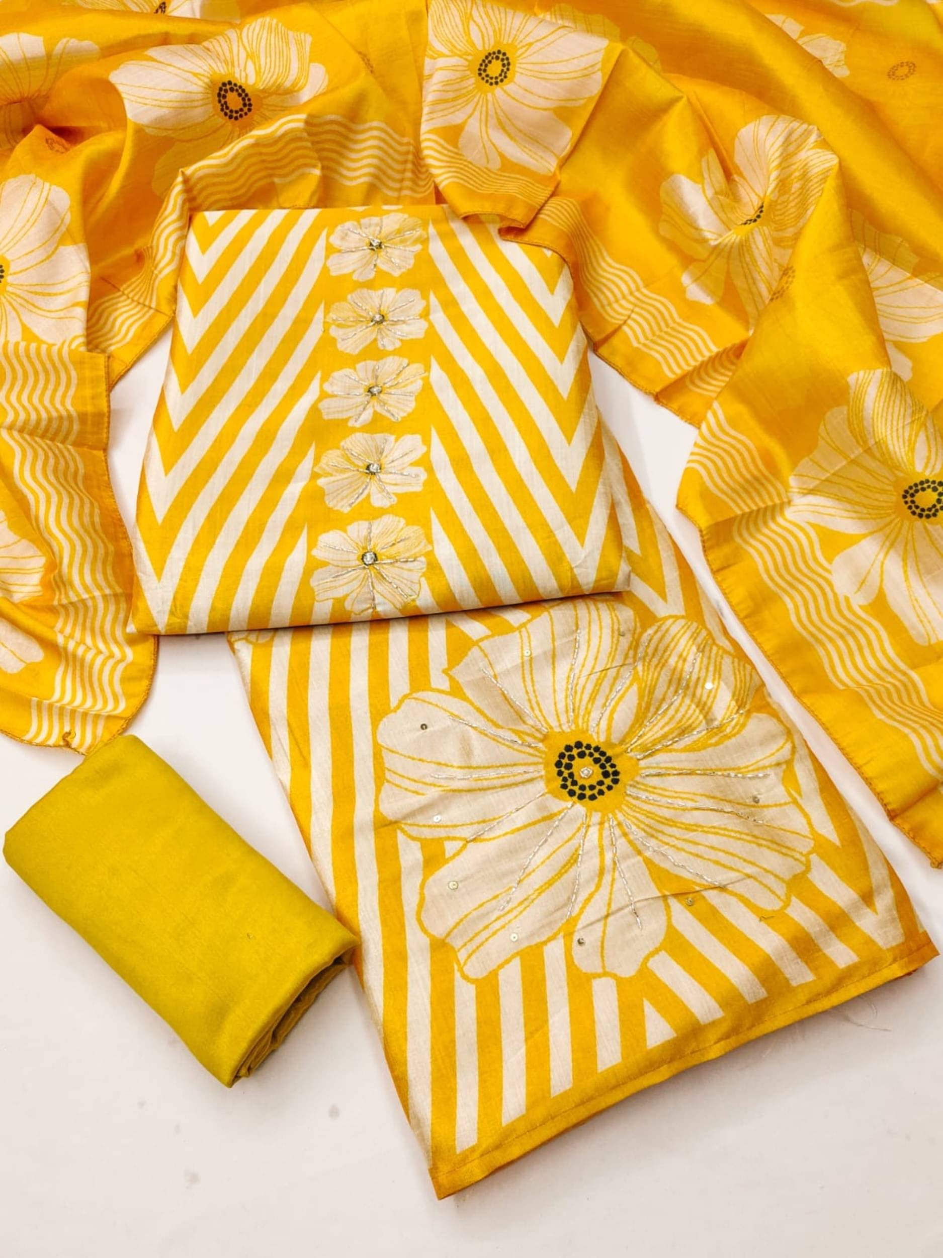 Panbai sarees Women Silk Unstitched Dress Material ( Yellow ) Panbai sarees Women Silk Unstitched Dress Material ( Yellow )