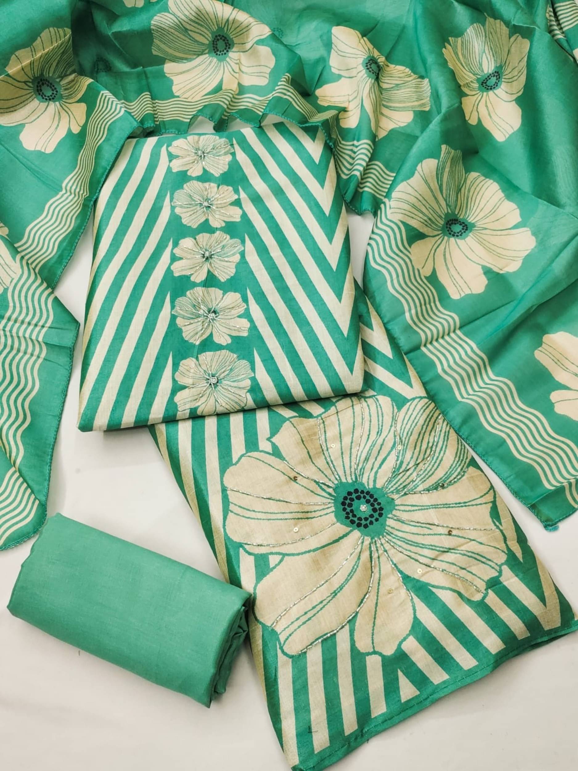 Panbai sarees Women Silk Unstitched Dress Material ( Sea Green ) Panbai sarees Women Silk Unstitched Dress Material ( Sea Green )