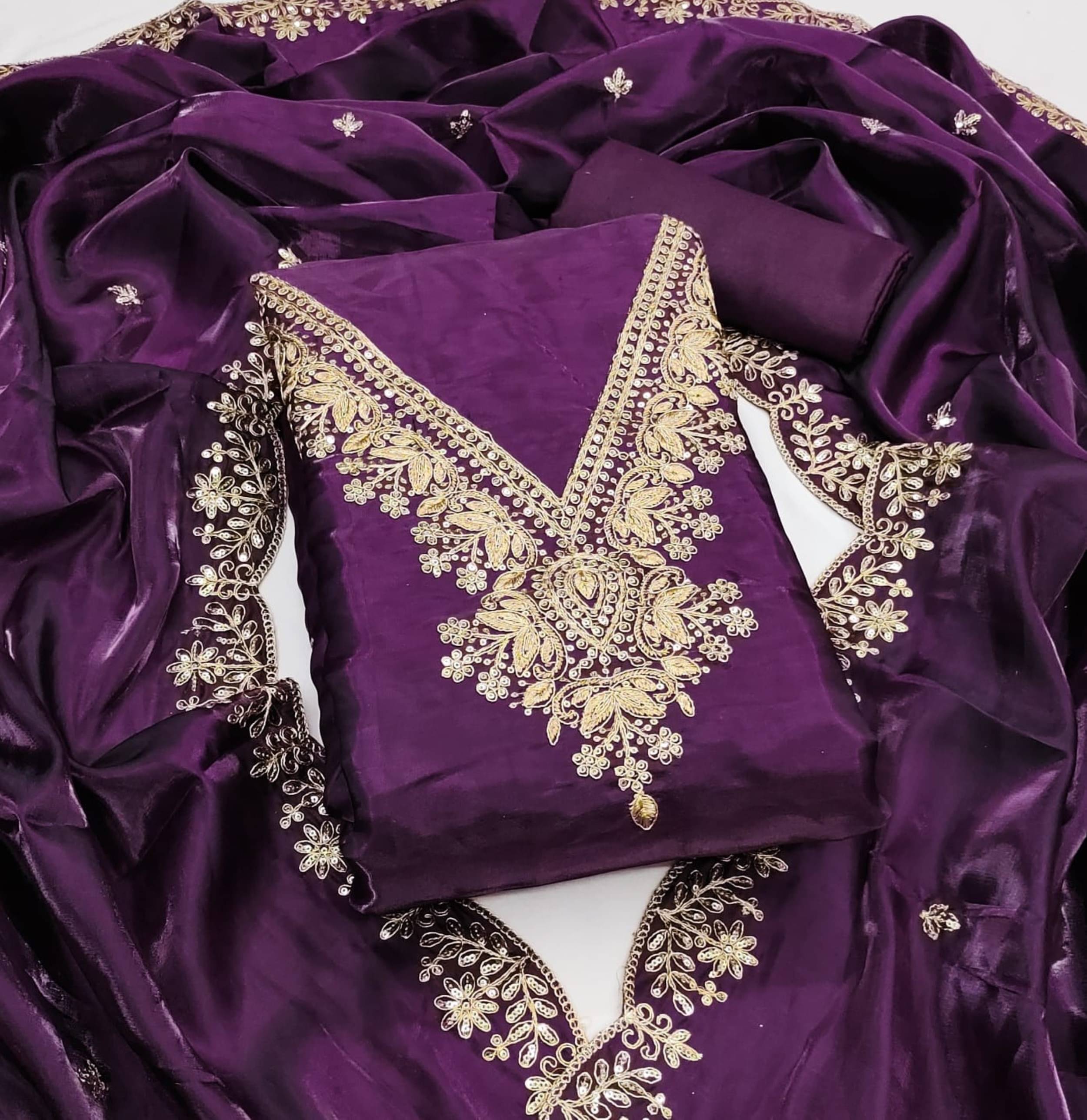 Panbai sarees Women Silk Unstitched Dress Material ( Purple ) Panbai sarees Women Silk Unstitched Dress Material ( Purple )