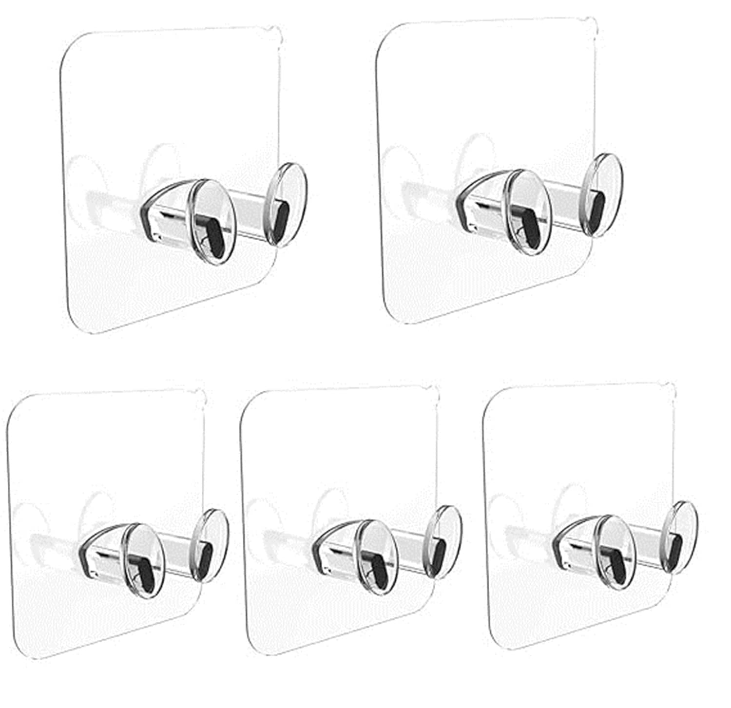     			Plug Hook Sticker Multifunctional Power Plugs Self Adhesive Stickers Socket Holder Wall Mounted Transparent Wall Storage Hanger for Keys Razor, Kitchen Items Storage. (Pack of 5 PIS)