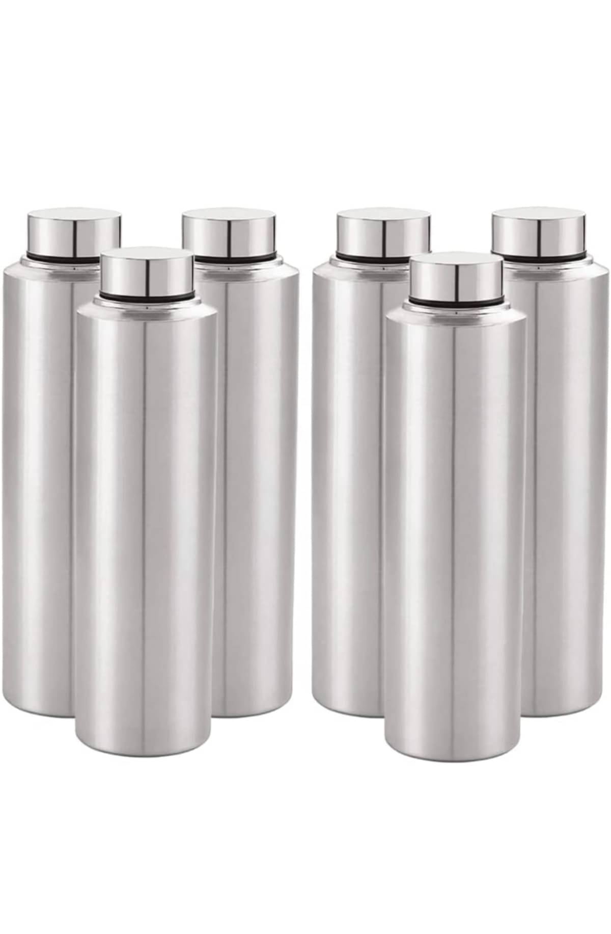     			SELLTONS STEEL Silver Steel Water Bottle 1000 mL ( Set of 6 )