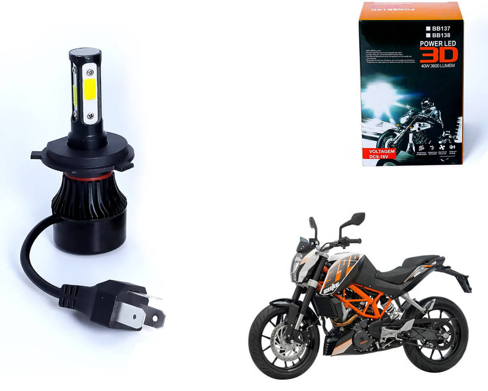     			M3 4 Side H4 LED Headlight Bulb with Cooling Fan Head Lamp Kit (40W, White) For - KTM Duke 390
