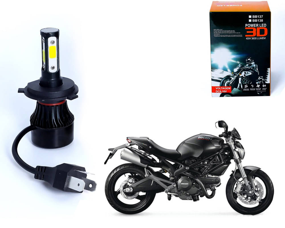     			M3 4 Side H4 LED Headlight Bulb with Cooling Fan Head Lamp Kit (40W, White) - Ducati Monster 796 S2R