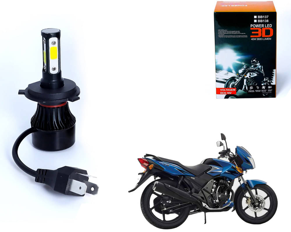     			M3 4 Side H4 LED Headlight Bulb with Cooling Fan Head Lamp Kit (40W, White) - TVS Flame SR125