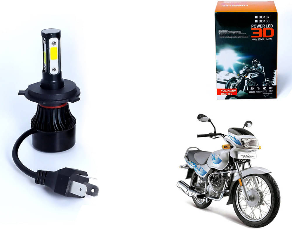     			M3 4 Side H4 LED Headlight Bulb with Cooling Fan Head Lamp Kit (40W, White) For - TVS Victor