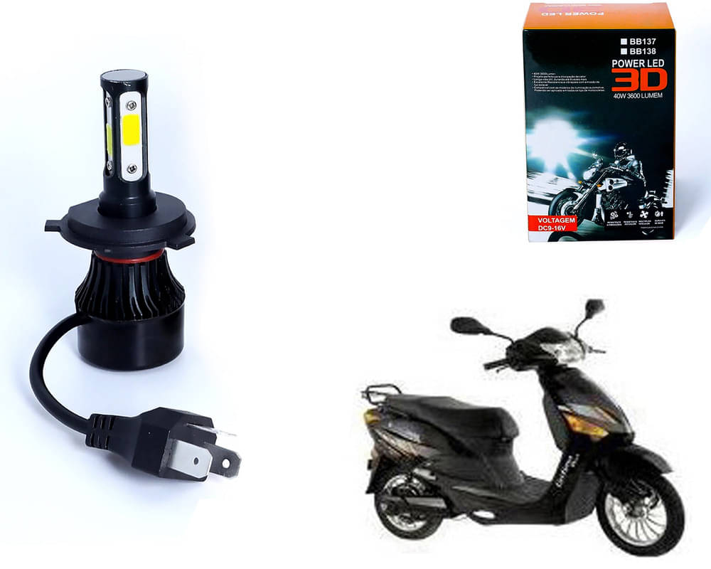     			M3 4 Side H4 LED Headlight Bulb with Cooling Fan Head Lamp Kit (40W, White) For - Optima Plus