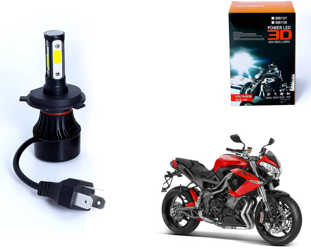     			M3 4 Side H4 LED Headlight Bulb with Cooling Fan Head Lamp Kit (40W, White) - DSK Benelli TNT R