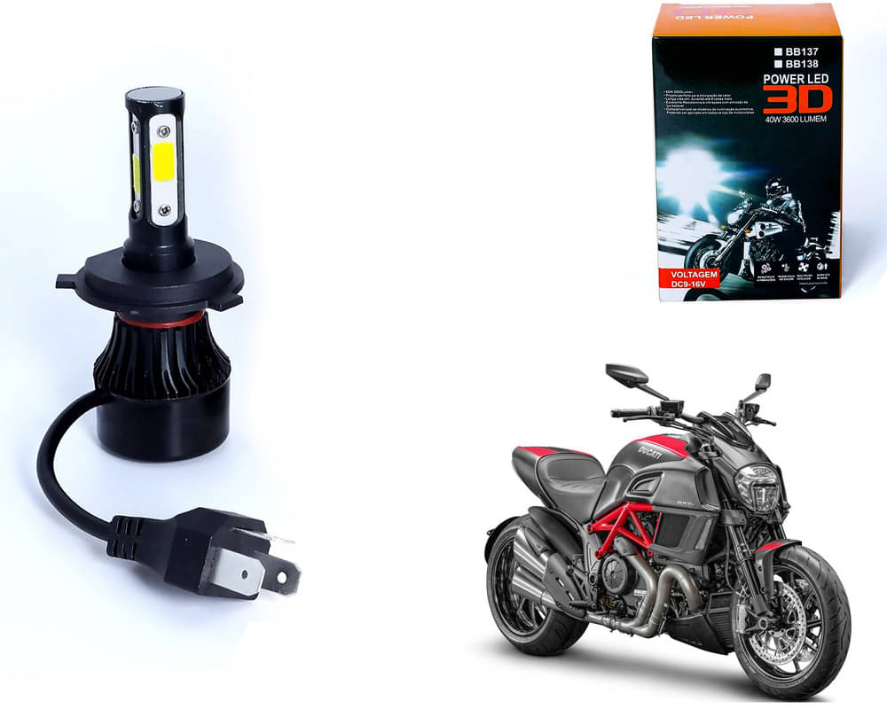     			M3 4 Side H4 LED Headlight Bulb with Cooling Fan Head Lamp Kit (40W, White) For - Ducati Diavel