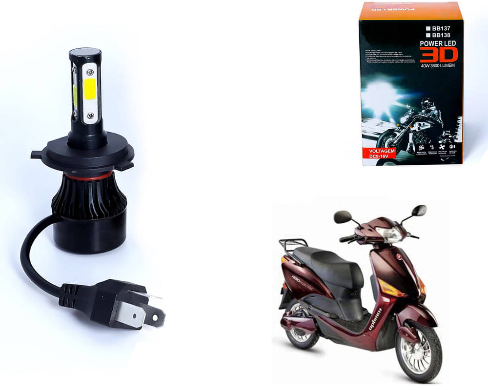     			M3 4 Side H4 LED Headlight Bulb with Cooling Fan Head Lamp Kit (40W, White) For - Cruz Burgundy