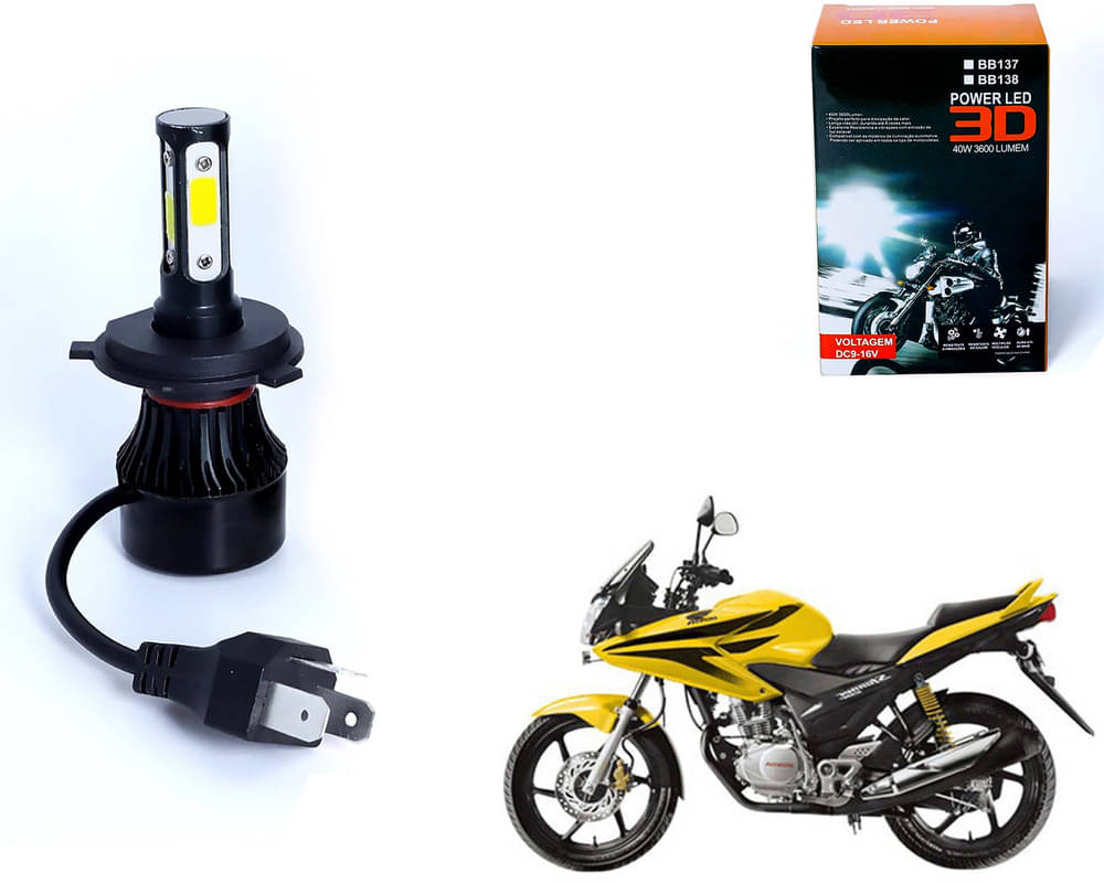     			M3 4 Side H4 LED Headlight Bulb with Cooling Fan Head Lamp Kit (40W, White) - Honda CBF Stunner